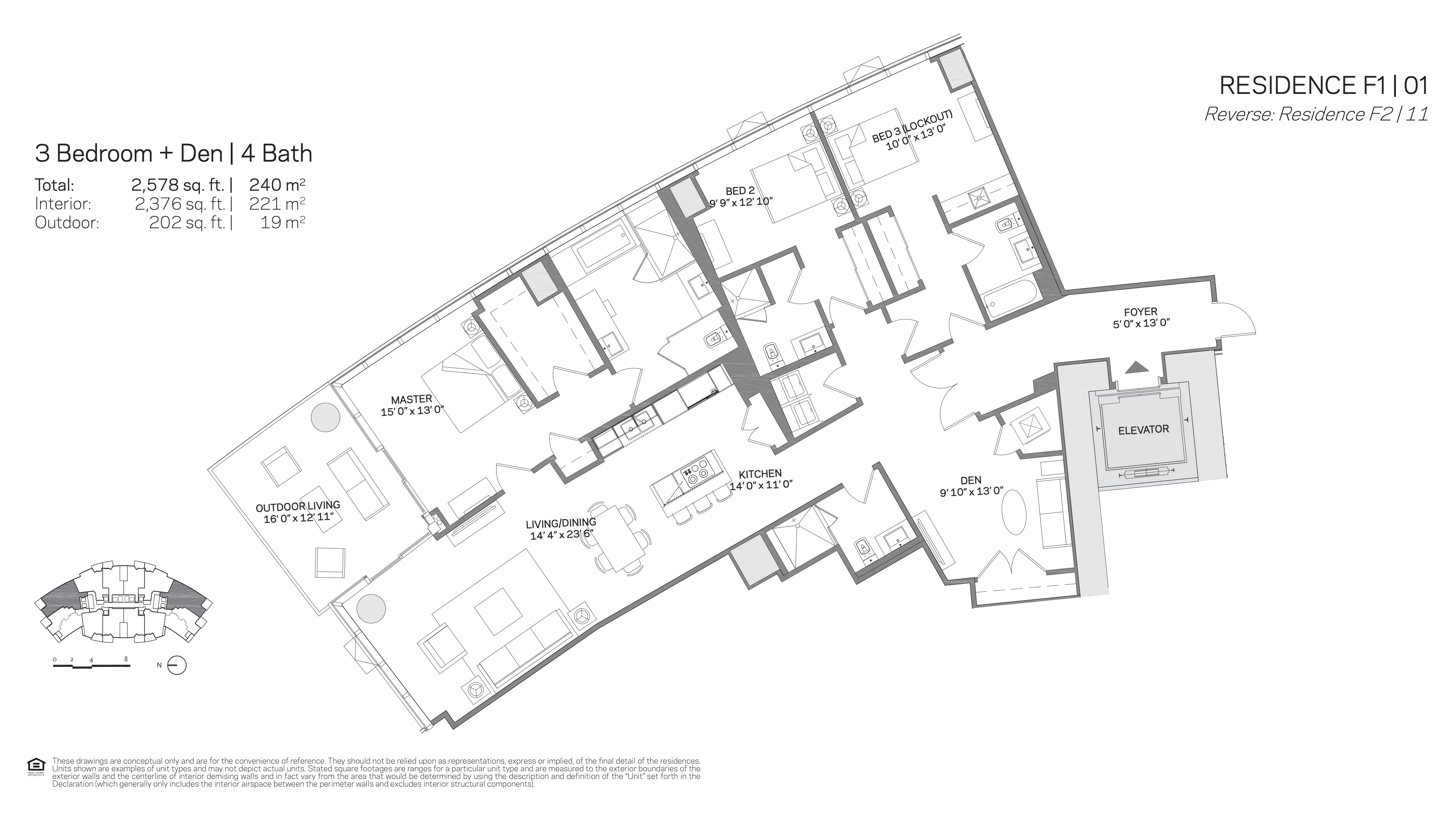 Floor Plan for Paramount Miami Worldcenter Floorplans, Residence F1 01