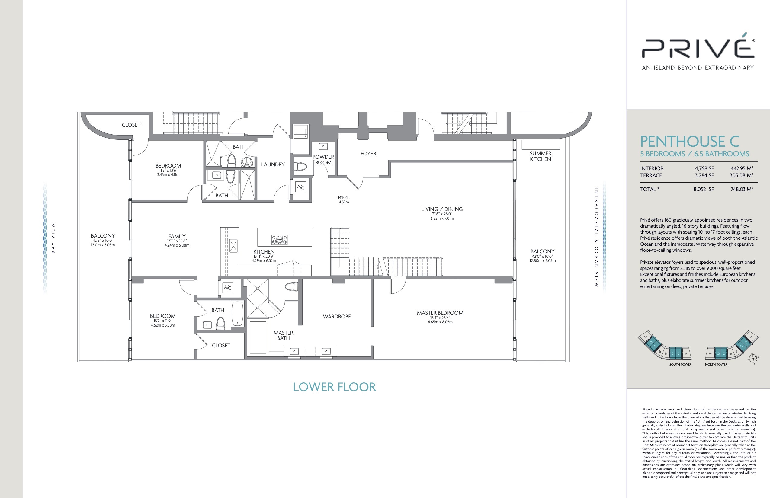 Floor Plan for Prive Island Estates Floorplans , Penthouse C