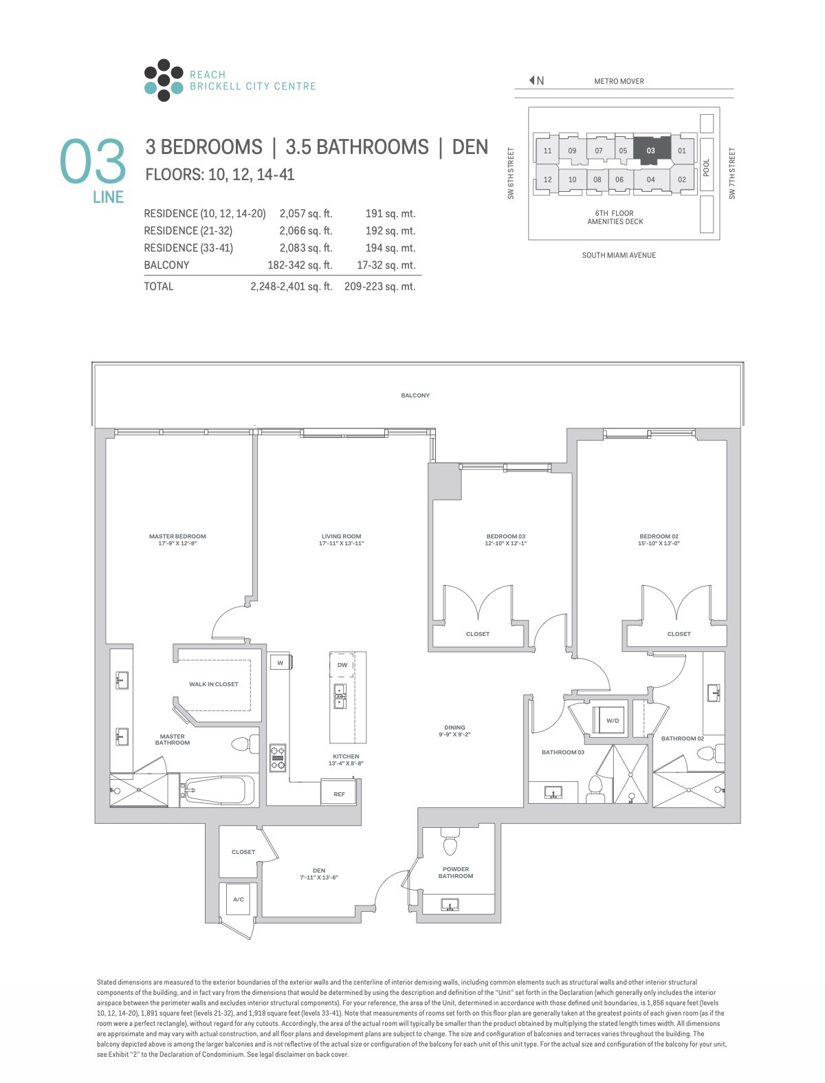 Floor Plan for Reach Brickell City Centre, Line 03