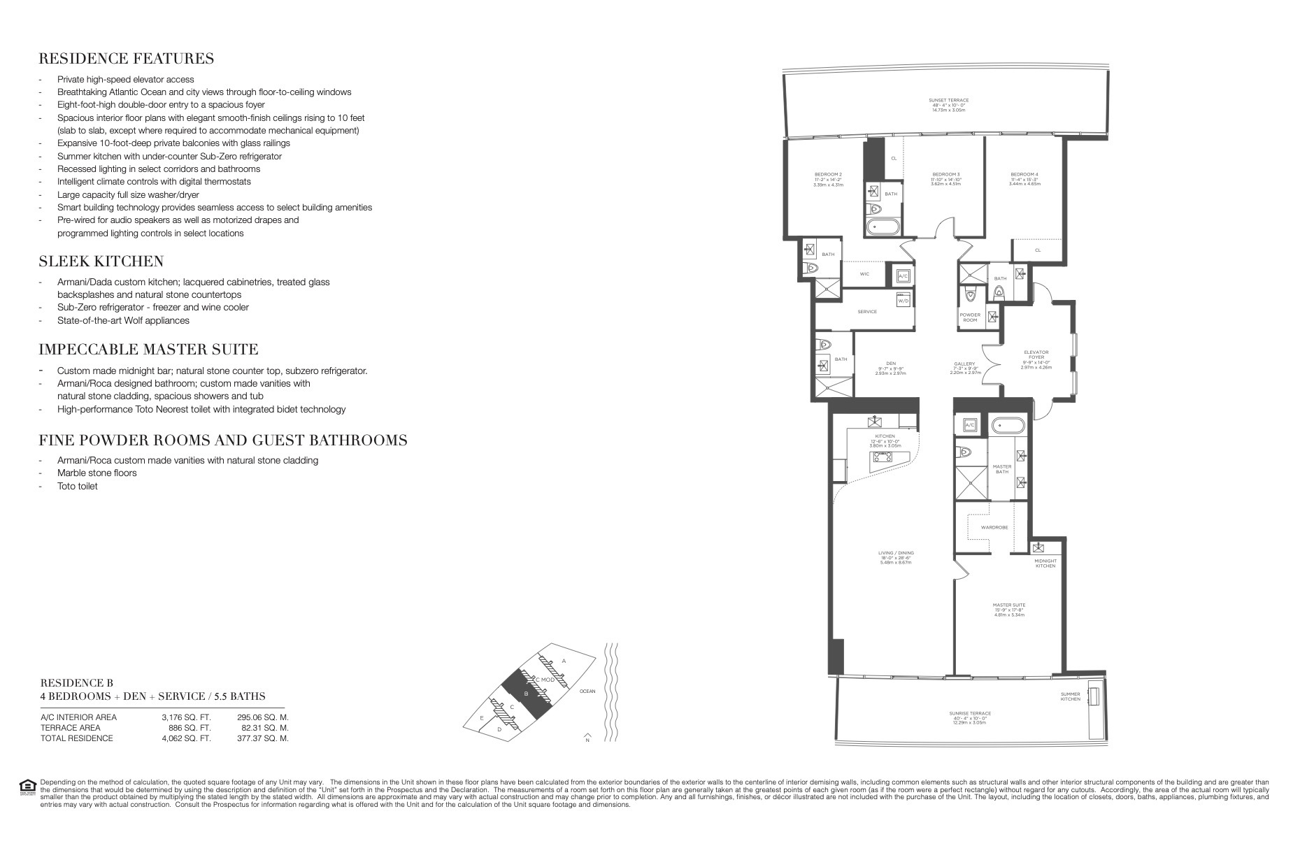 Floor Plan for Residences by Armani Casa Floorplans, Residence B