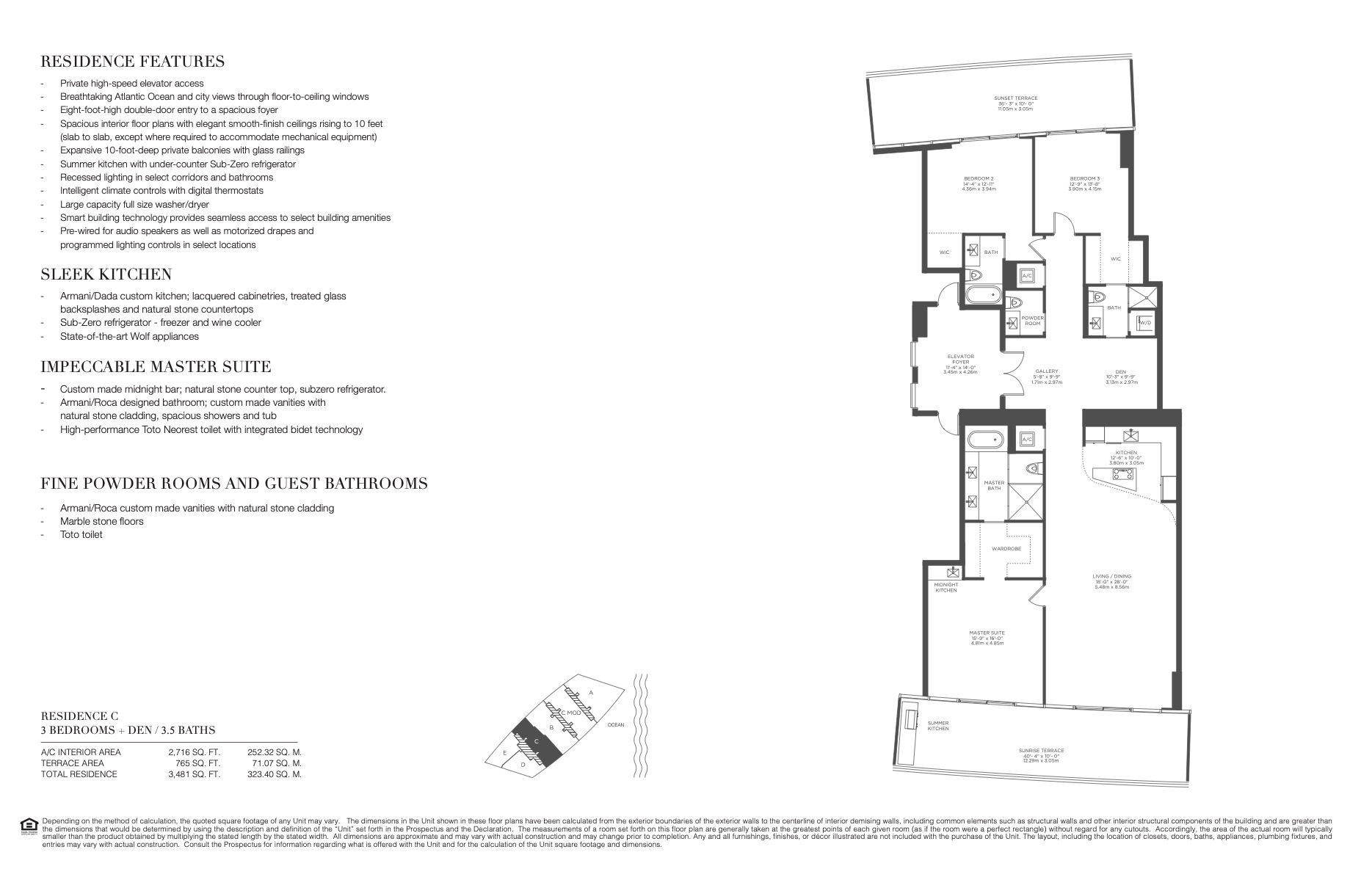 Floor Plan for Residences by Armani Casa Floorplans, Residence C