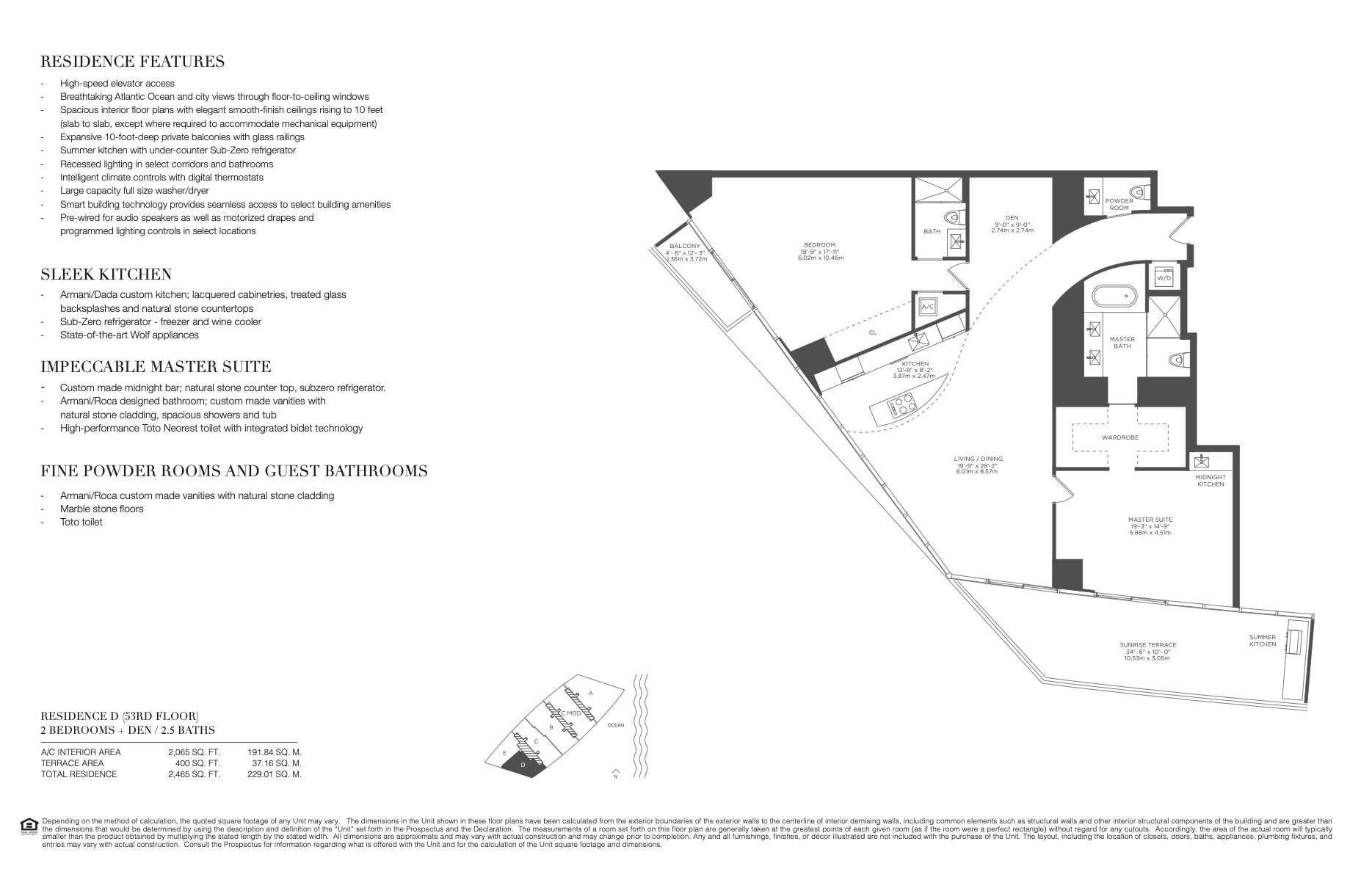 Floor Plan for Residences by Armani Casa Floorplans, Residence D