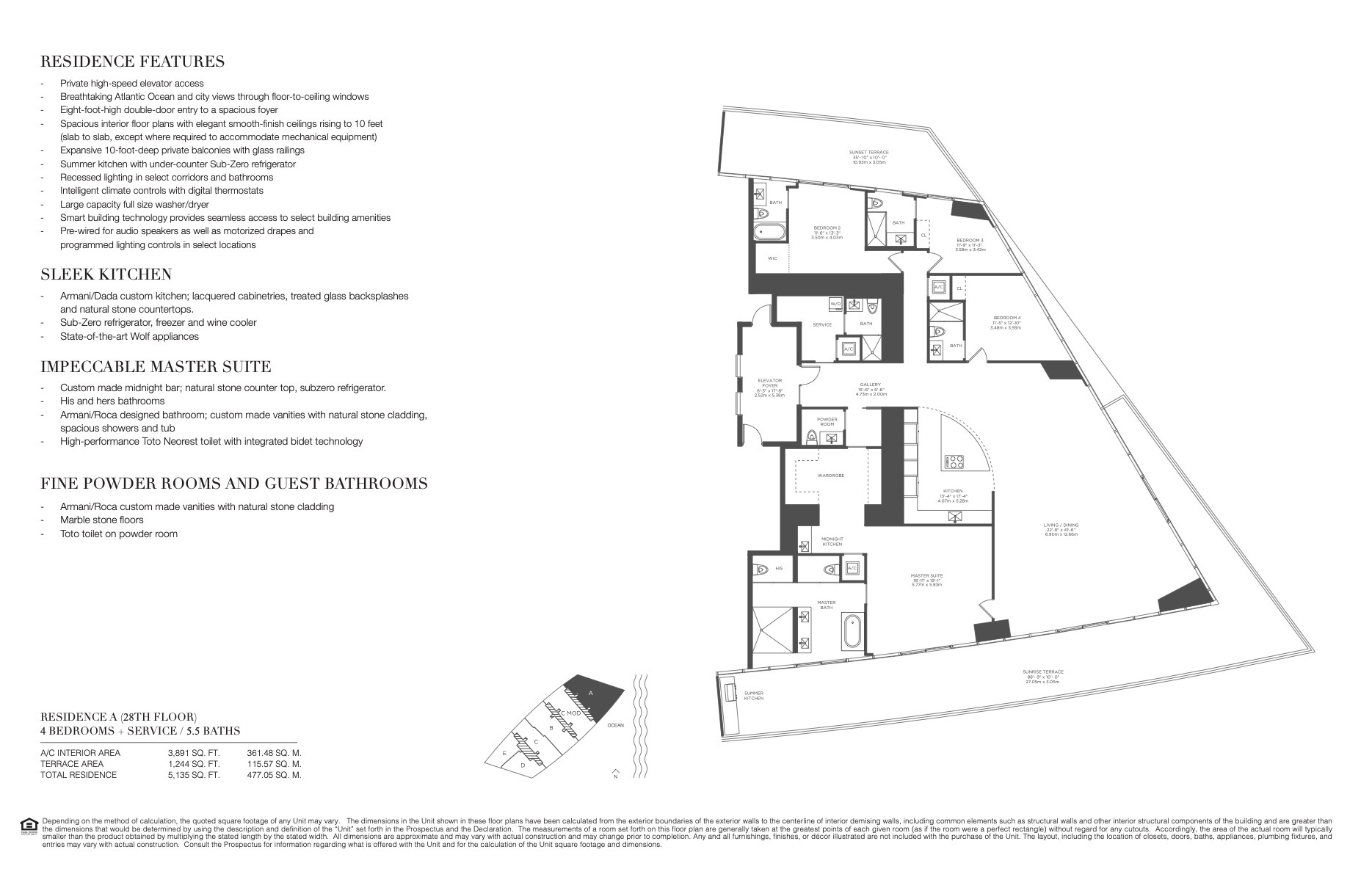 Floor Plan for Residences by Armani Casa Floorplans, Residence A