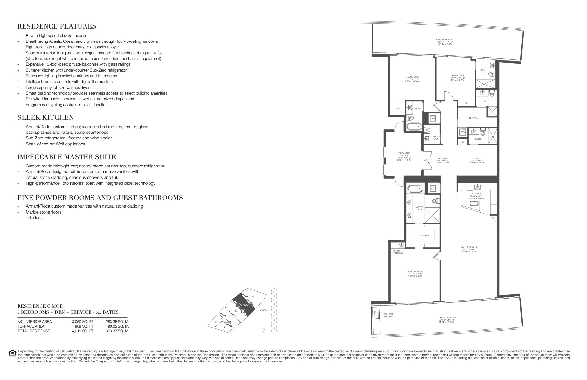 Floor Plan for Residences by Armani Casa Floorplans, Residence C Mod