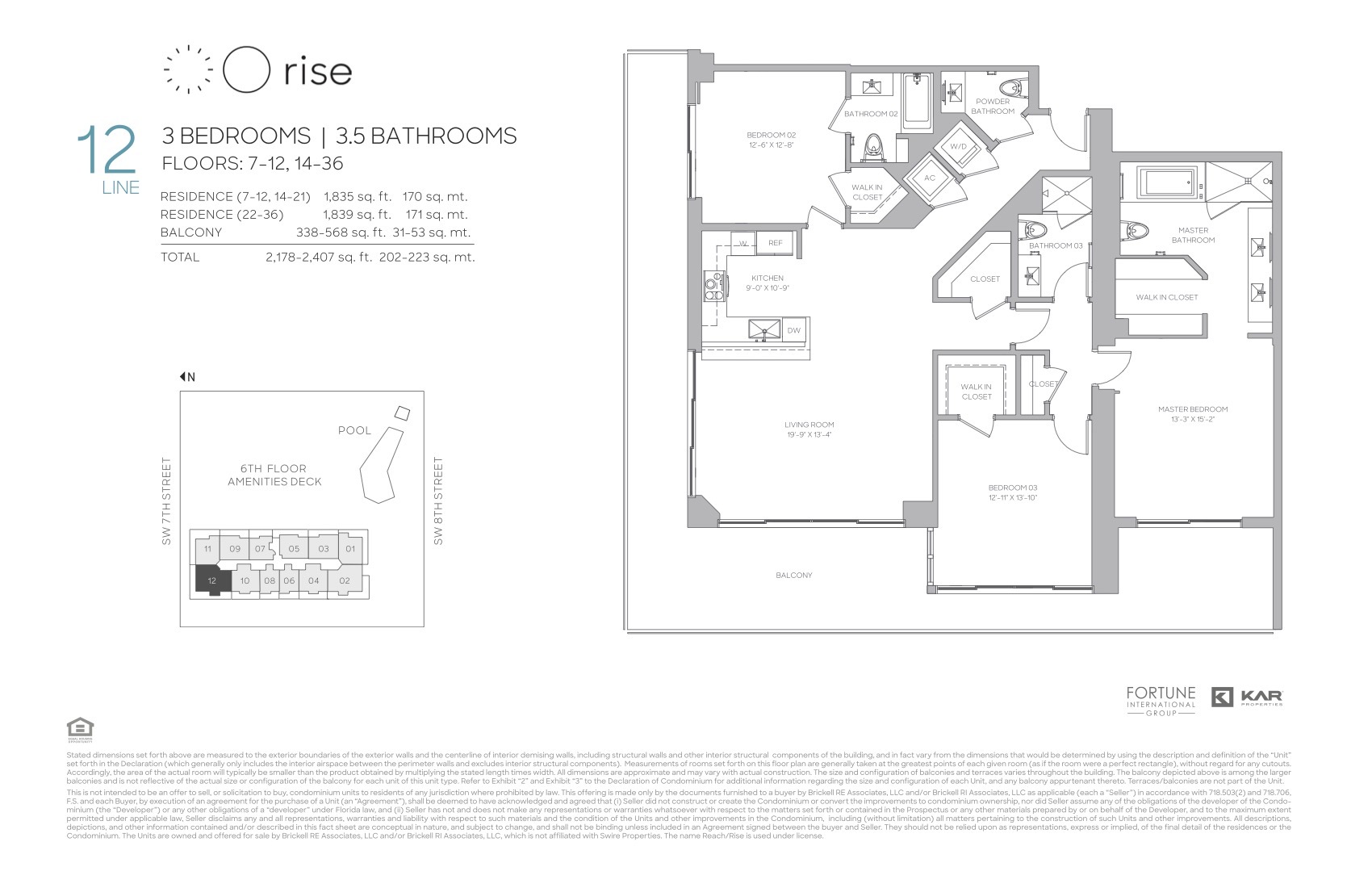 Floor Plan for Rise Brickell Floorplans, 12 Line