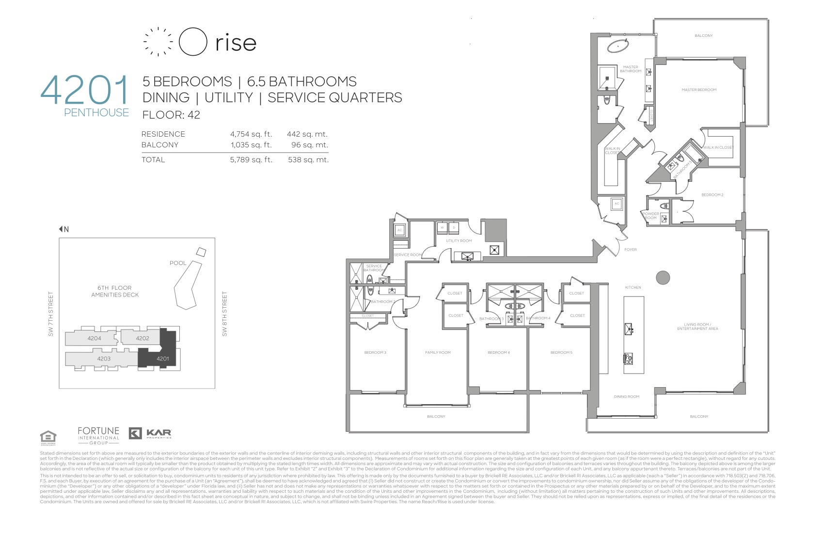 Floor Plan for Rise Brickell Floorplans, 4201 Penthouse