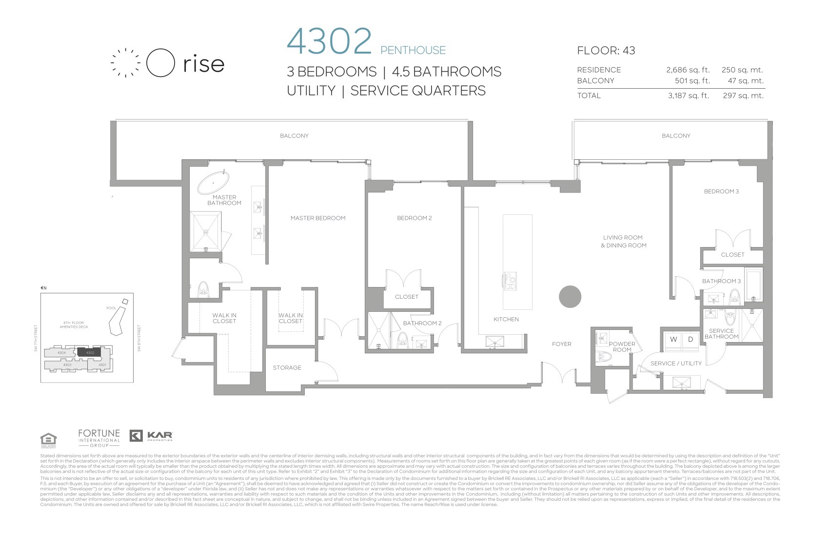 Floor Plan for Rise Brickell Floorplans, 4302 Penthouse