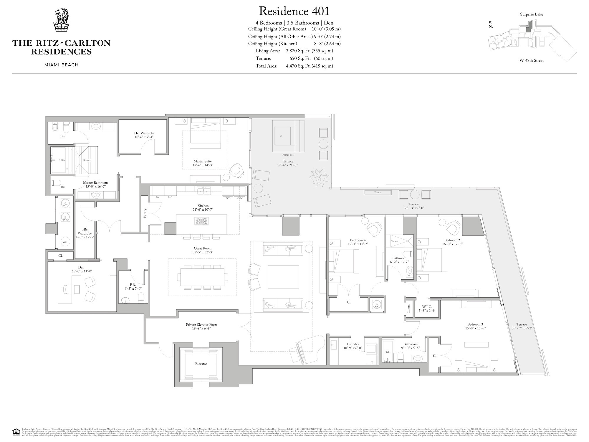 Floor Plan for Ritz Miami Floorplans, Residence 401