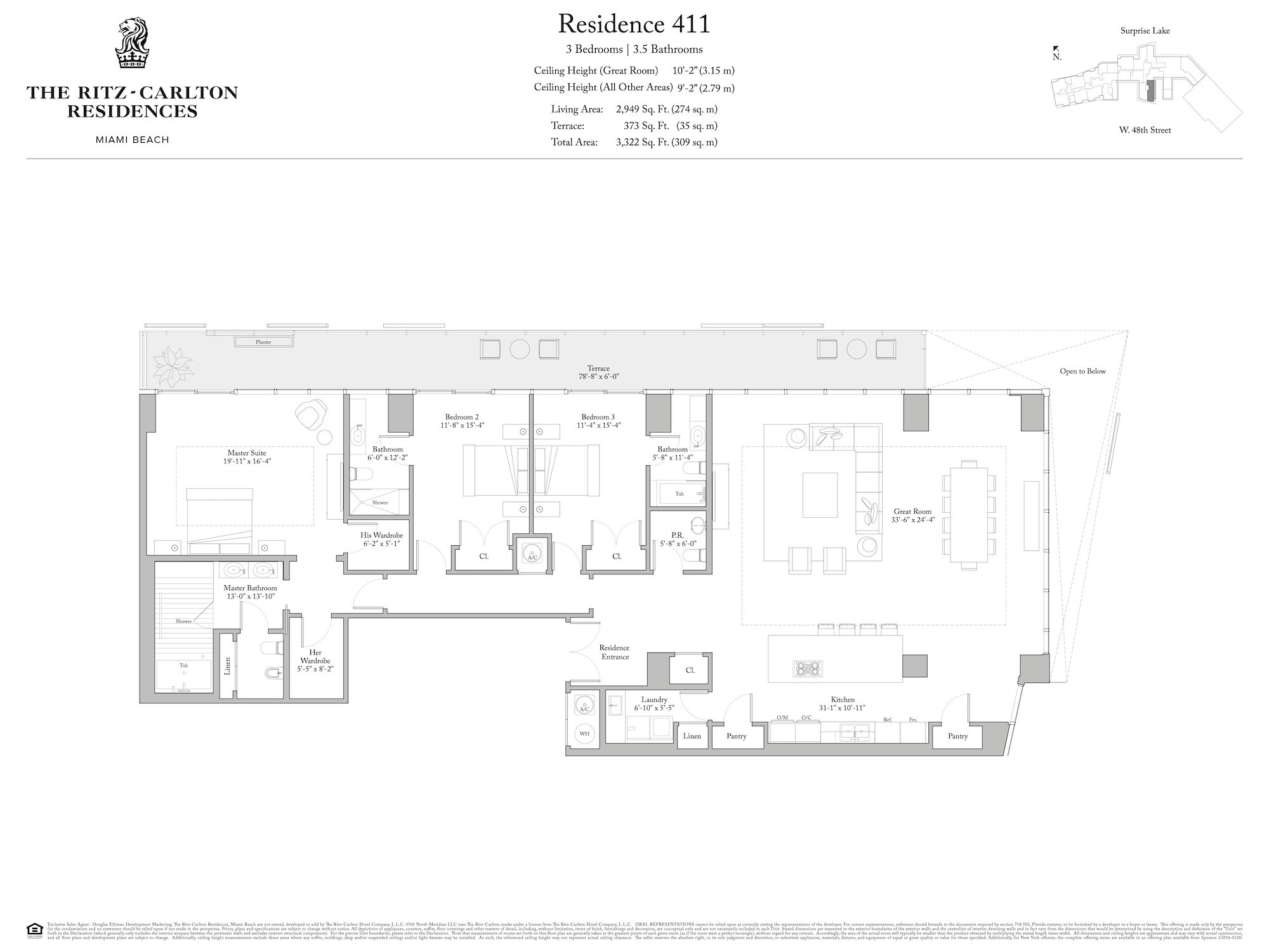 Floor Plan for Ritz Miami Floorplans, Residence 411
