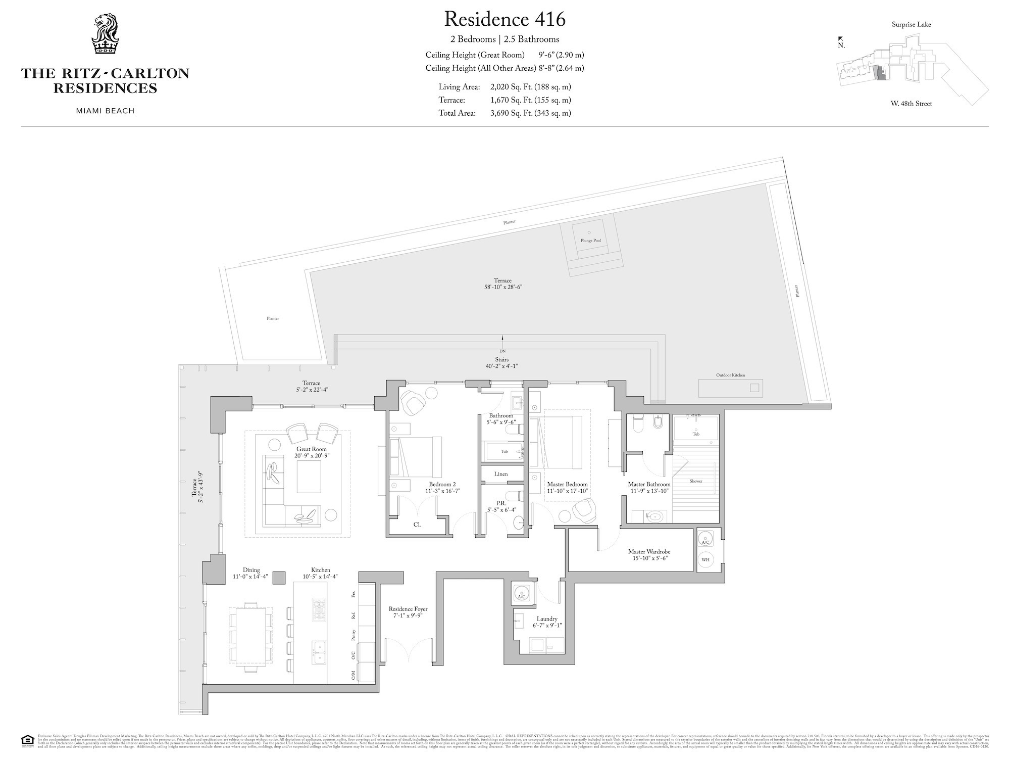 Floor Plan for Ritz Miami Floorplans, Residence 416