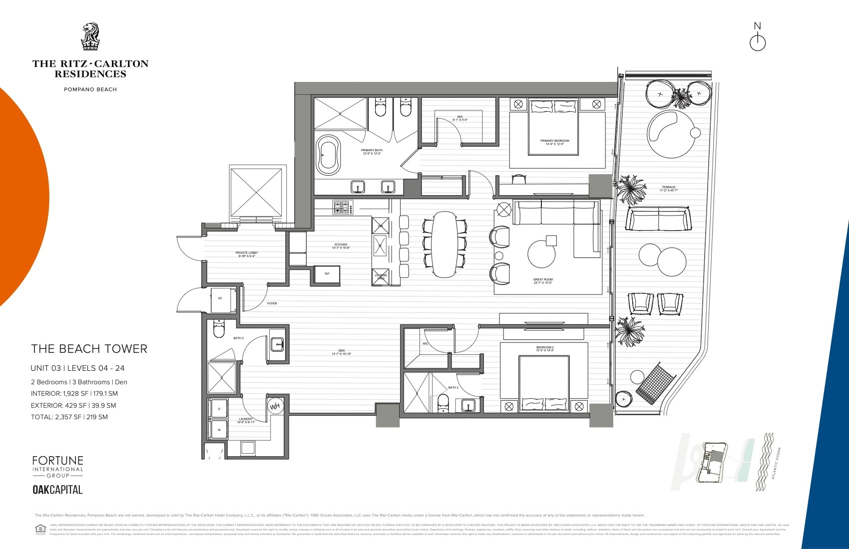 Floor Plan for The Ritz Carlton Pompano Floorplans, Beach Tower Unit 03
