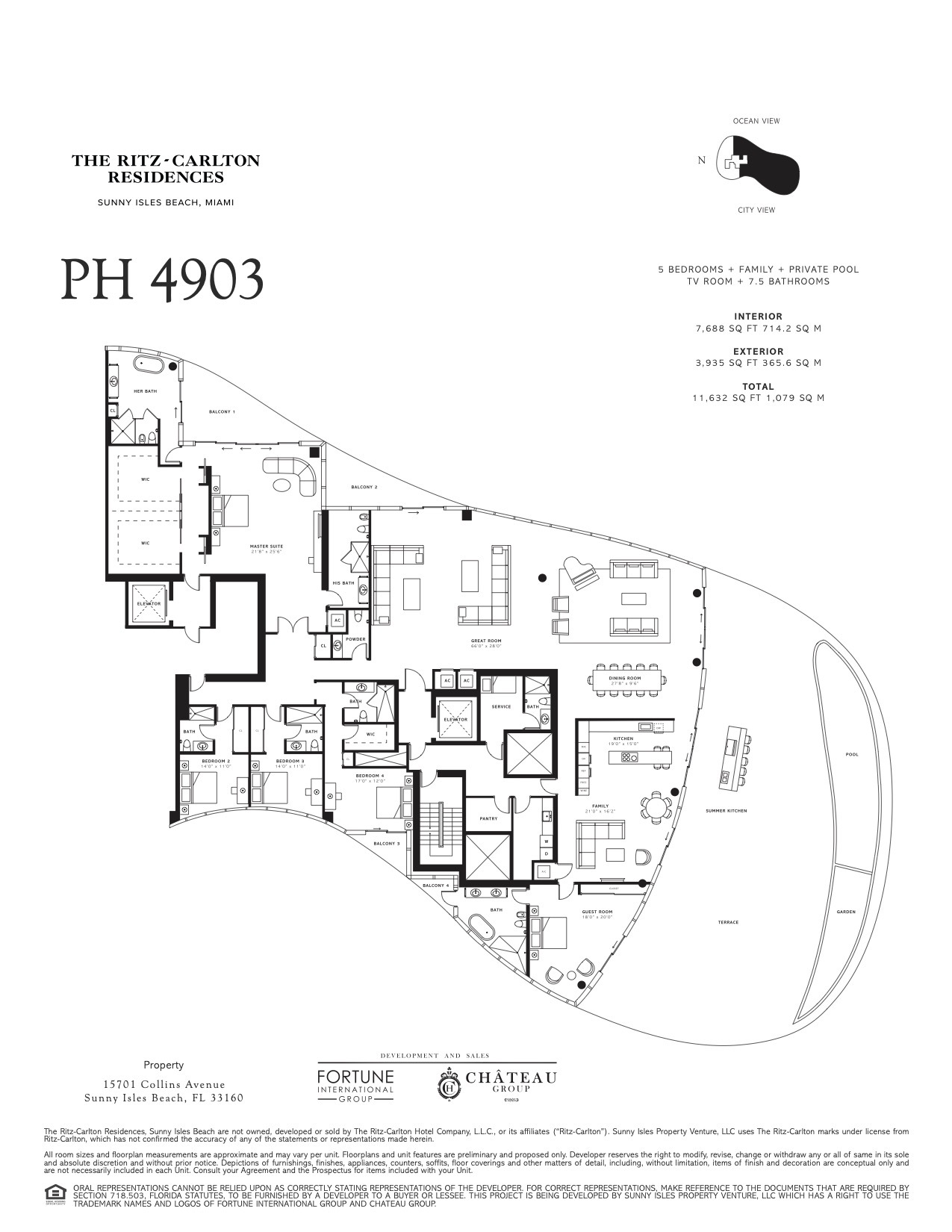 Floor Plan for Ritz-Carlton Sunny Isles Floorplans, PH 4903
