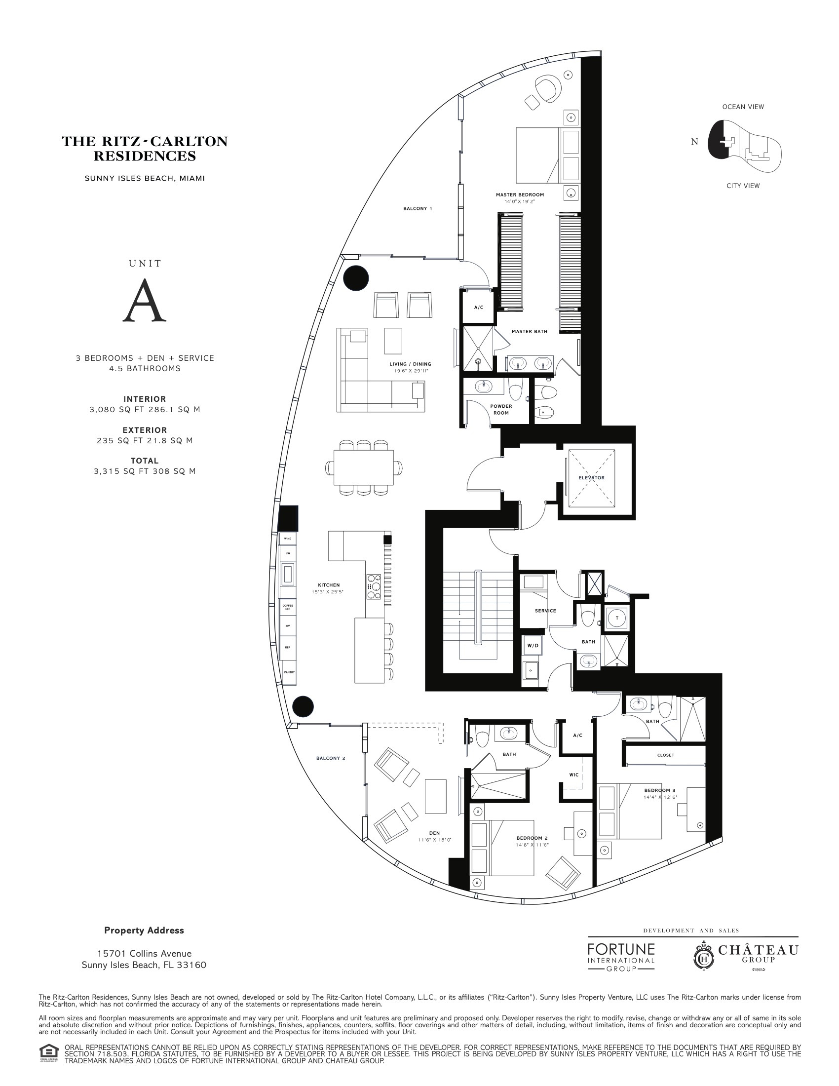 Floor Plan for Ritz-Carlton Sunny Isles Floorplans, Unit A