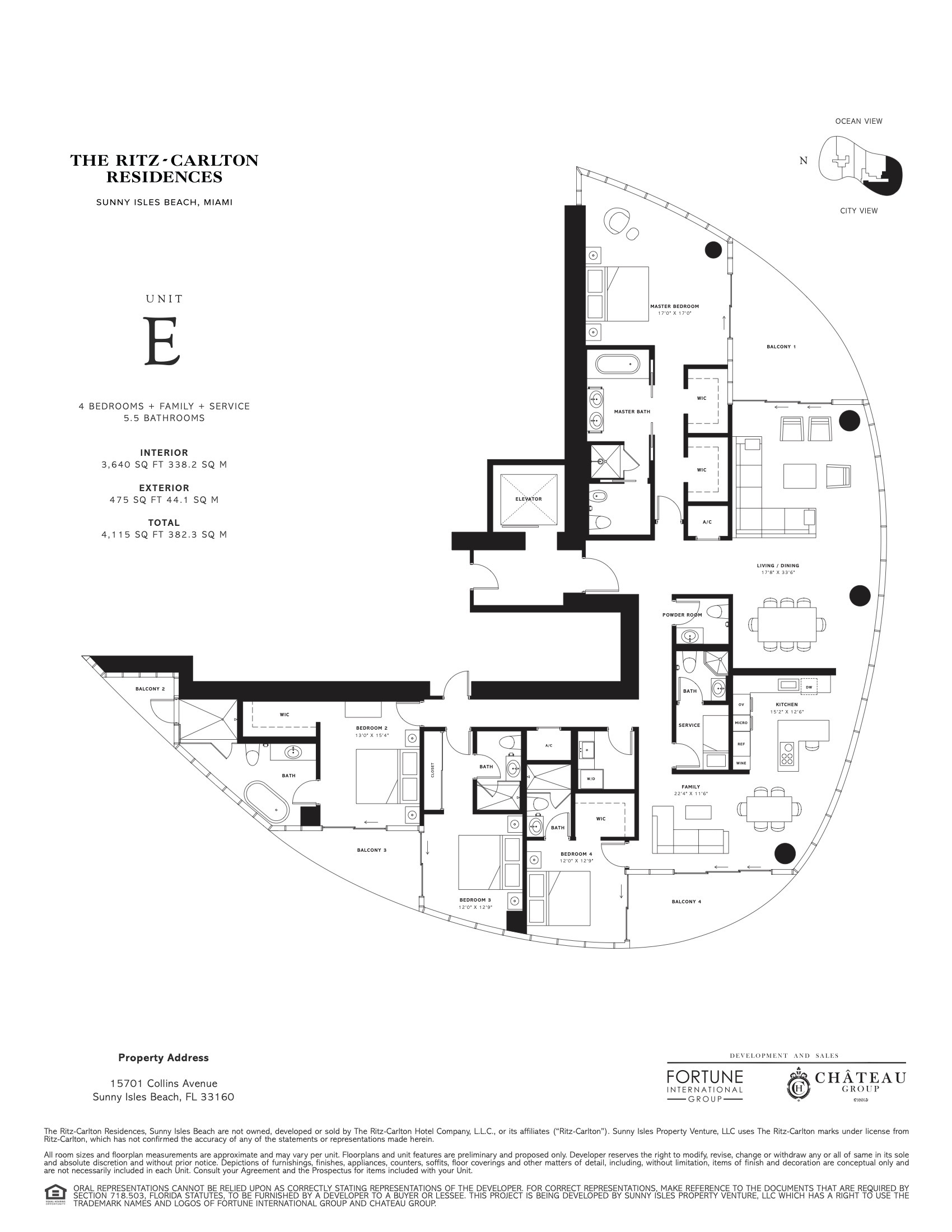 Floor Plan for Ritz-Carlton Sunny Isles Floorplans, Unit E