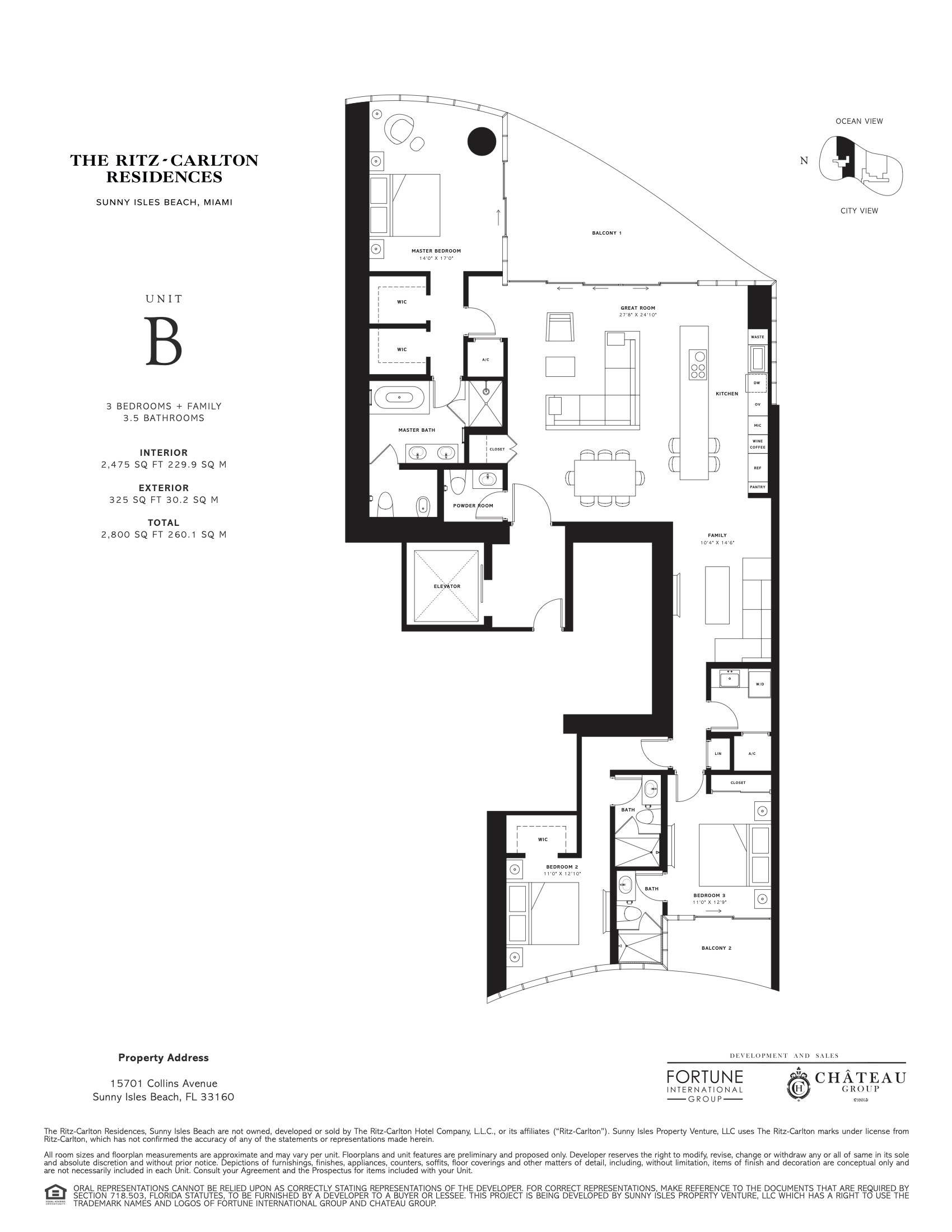 Floor Plan for Ritz-Carlton Sunny Isles Floorplans, Unit B