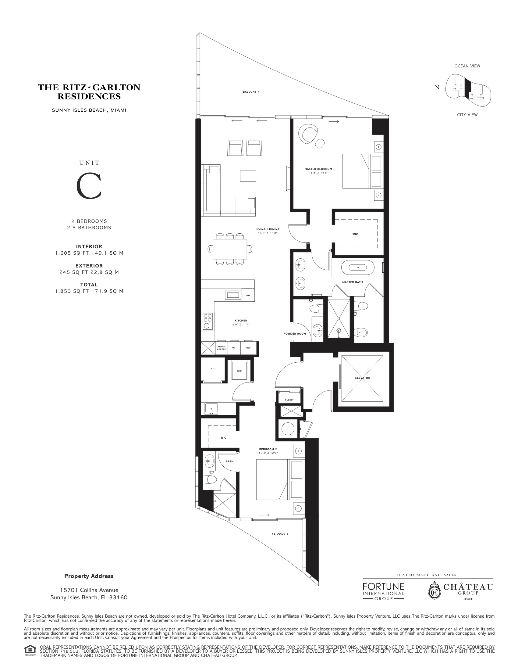 Floor Plan for Ritz-Carlton Sunny Isles Floorplans, Unit C