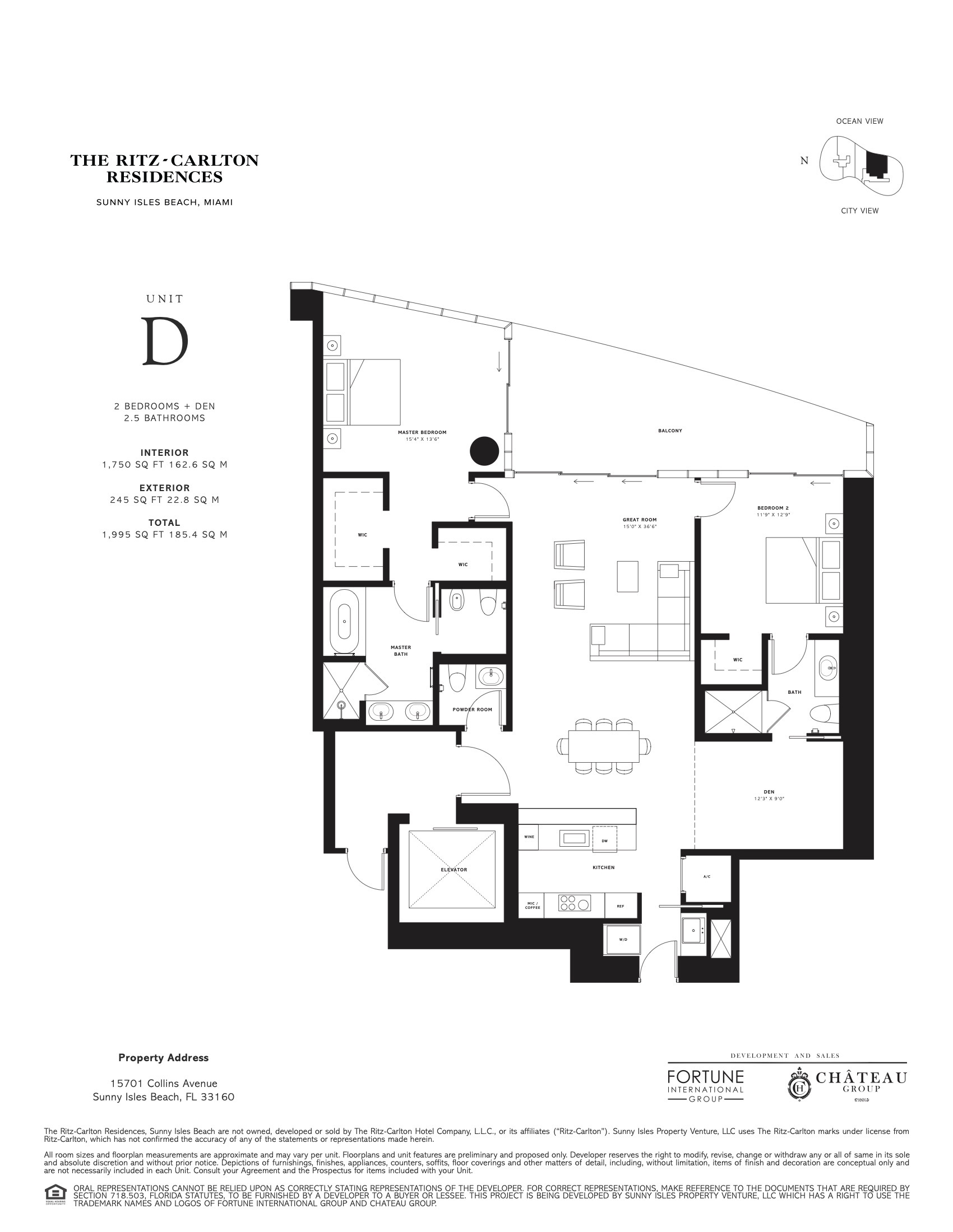Floor Plan for Ritz-Carlton Sunny Isles Floorplans, Unit D