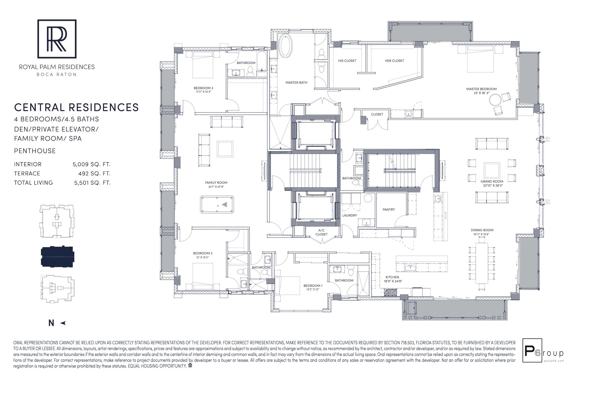 Floor Plan for Royal Palm Residences Floorplans, Central Residences Penthouse