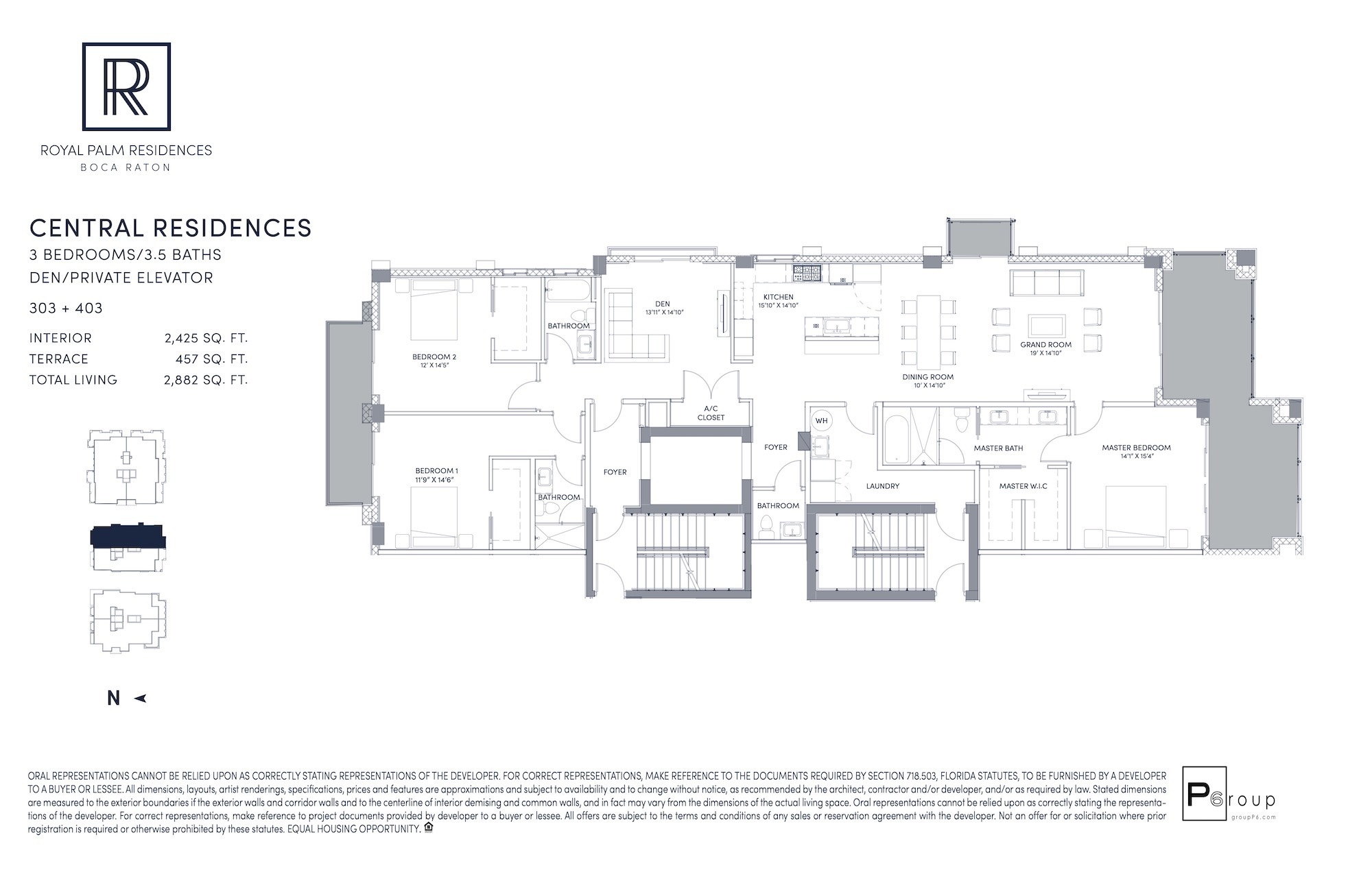 Floor Plan for Royal Palm Residences Floorplans, Central Residences 303 + 403
