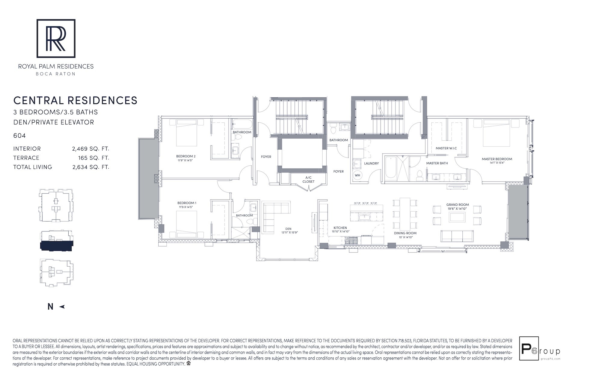 Floor Plan for Royal Palm Residences Floorplans, Central Residences 604