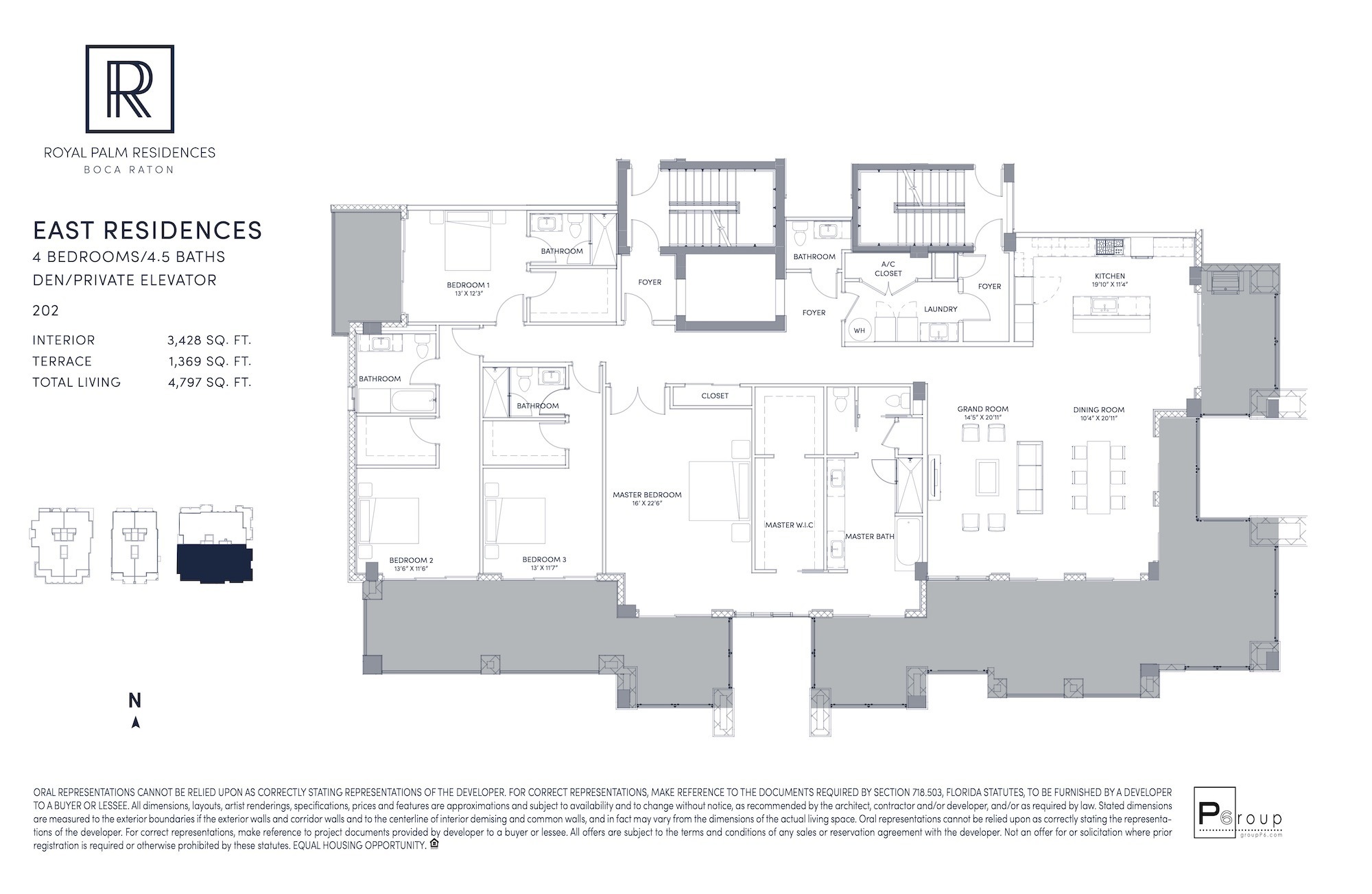 Floor Plan for Royal Palm Residences Floorplans, East Residences 202