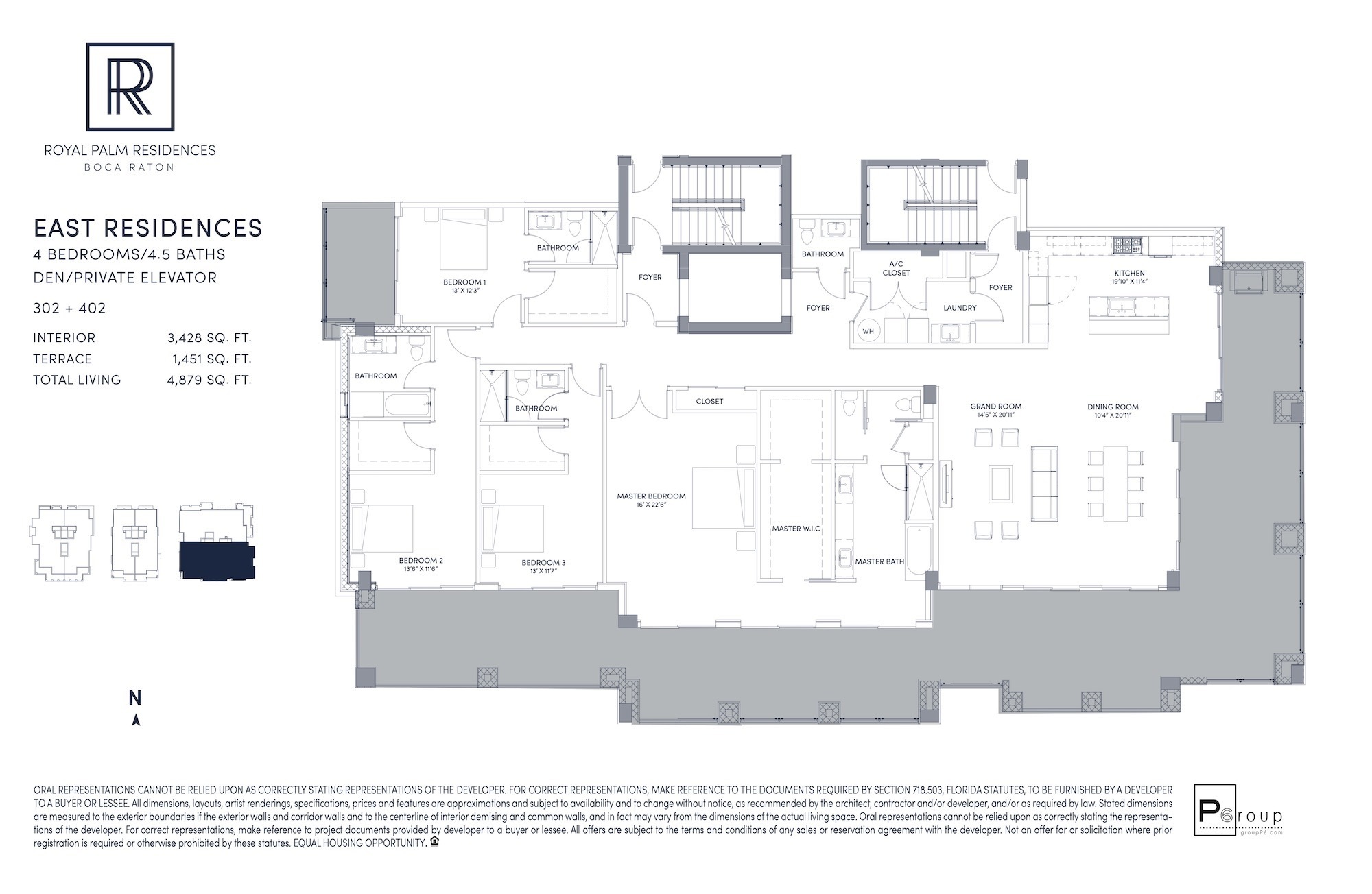 Floor Plan for Royal Palm Residences Floorplans, East Residences 302 + 402