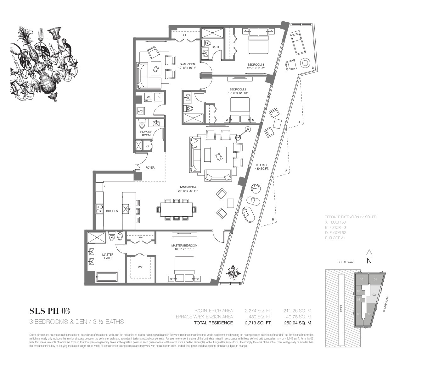 Floor Plan for SLS Brickell Floorplans, PH 03