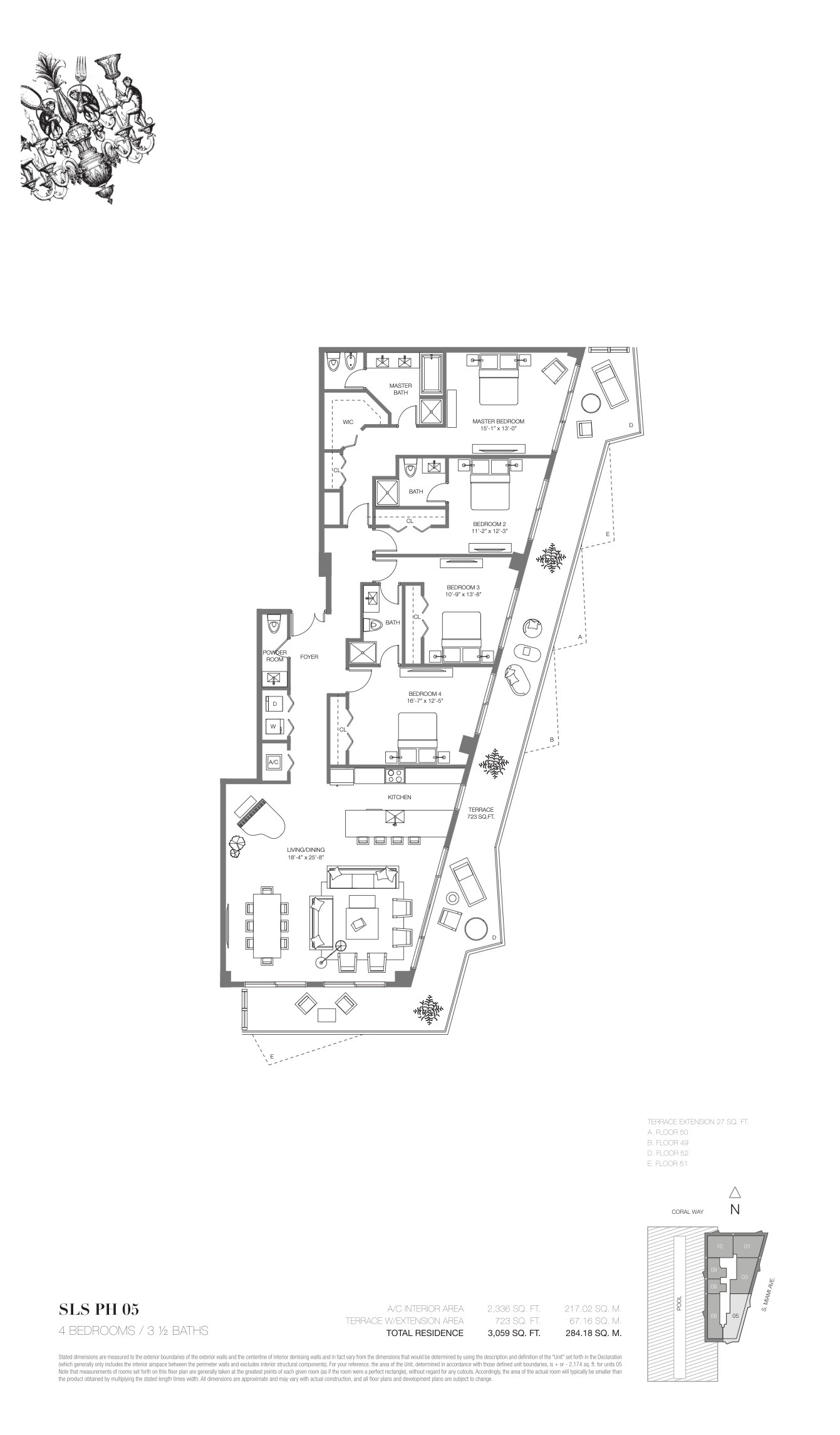 Floor Plan for SLS Brickell Floorplans, PH 05