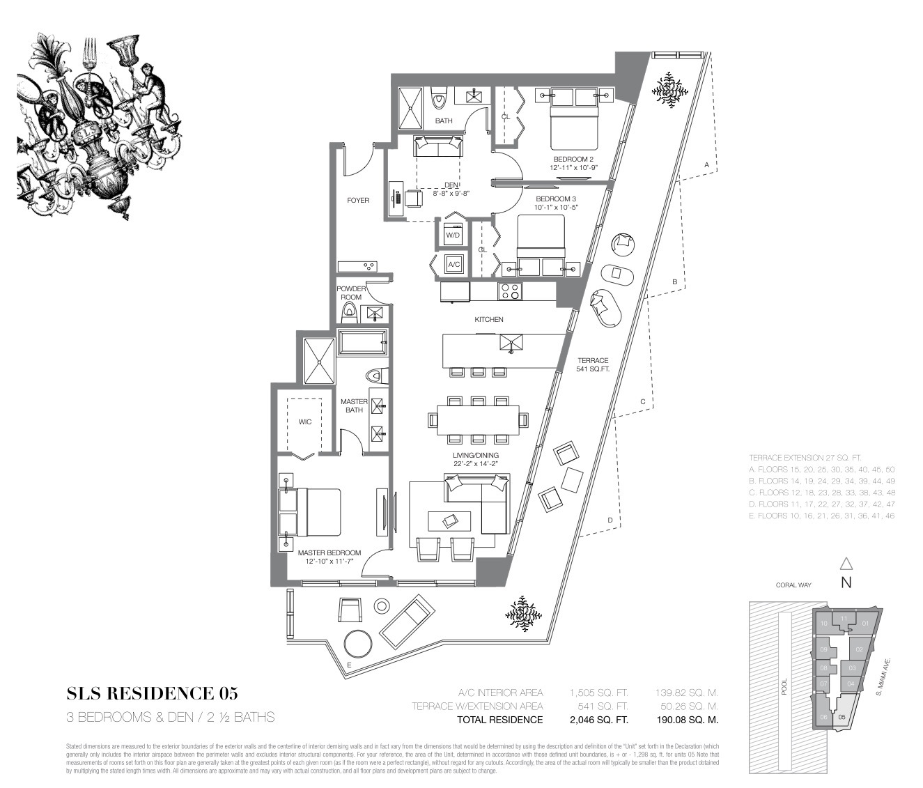 Floor Plan for SLS Brickell Floorplans, Residence 05