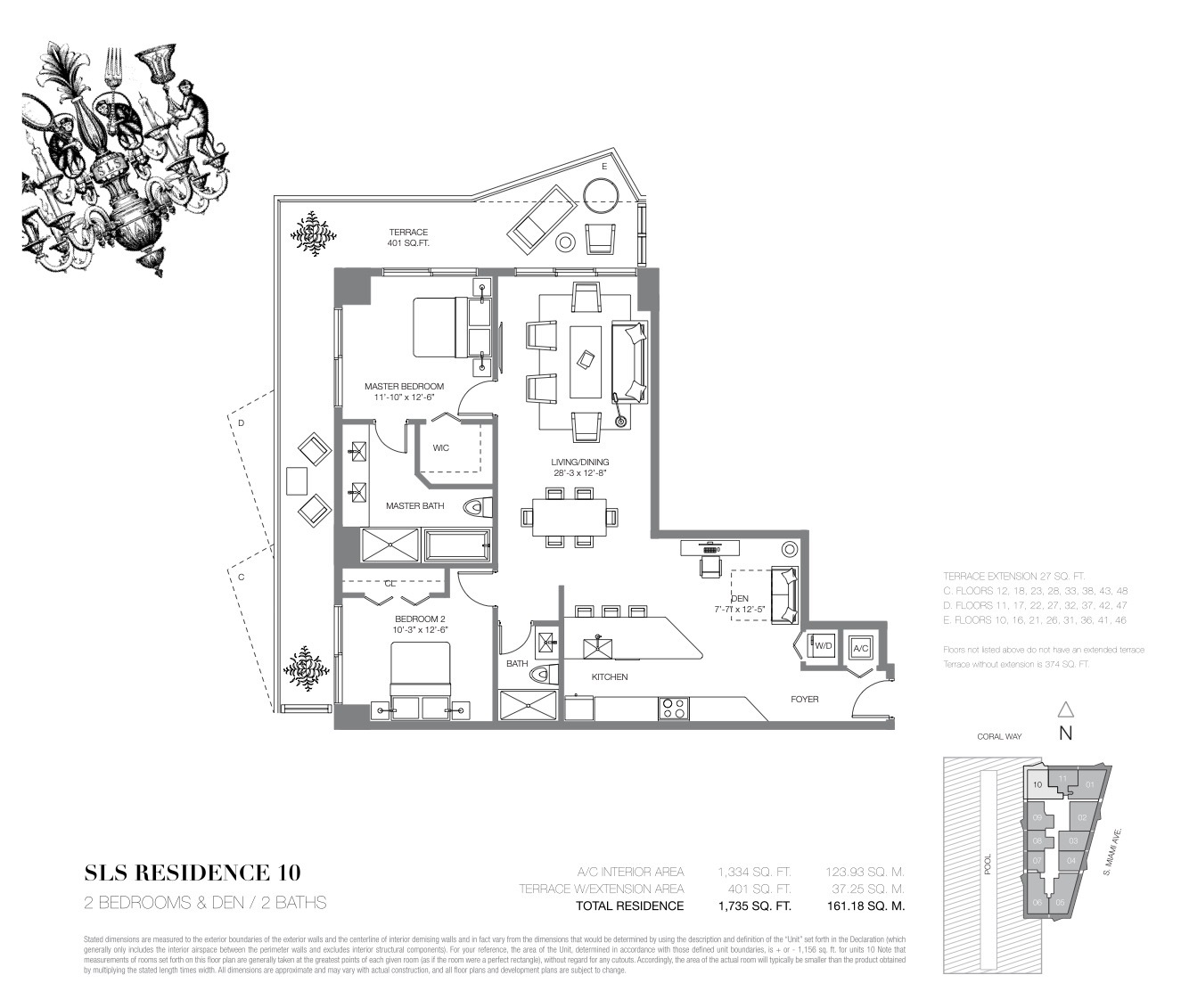 Floor Plan for SLS Brickell Floorplans, Residence 10