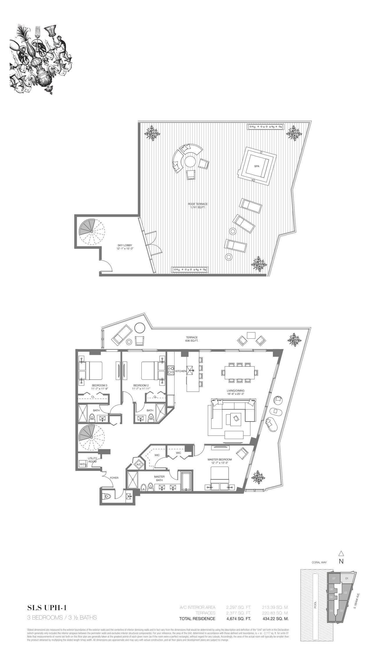 Floor Plan for SLS Brickell Floorplans, UPH 1