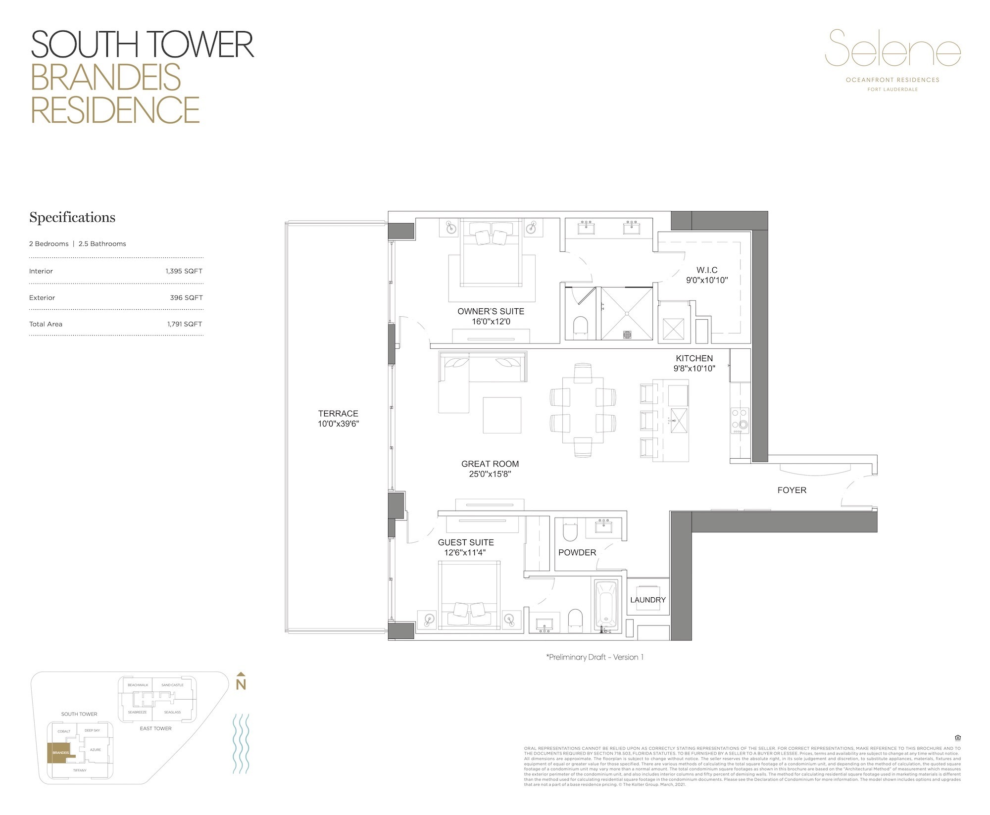 Floor Plan for Selene Floorplans, Brandeis Residence