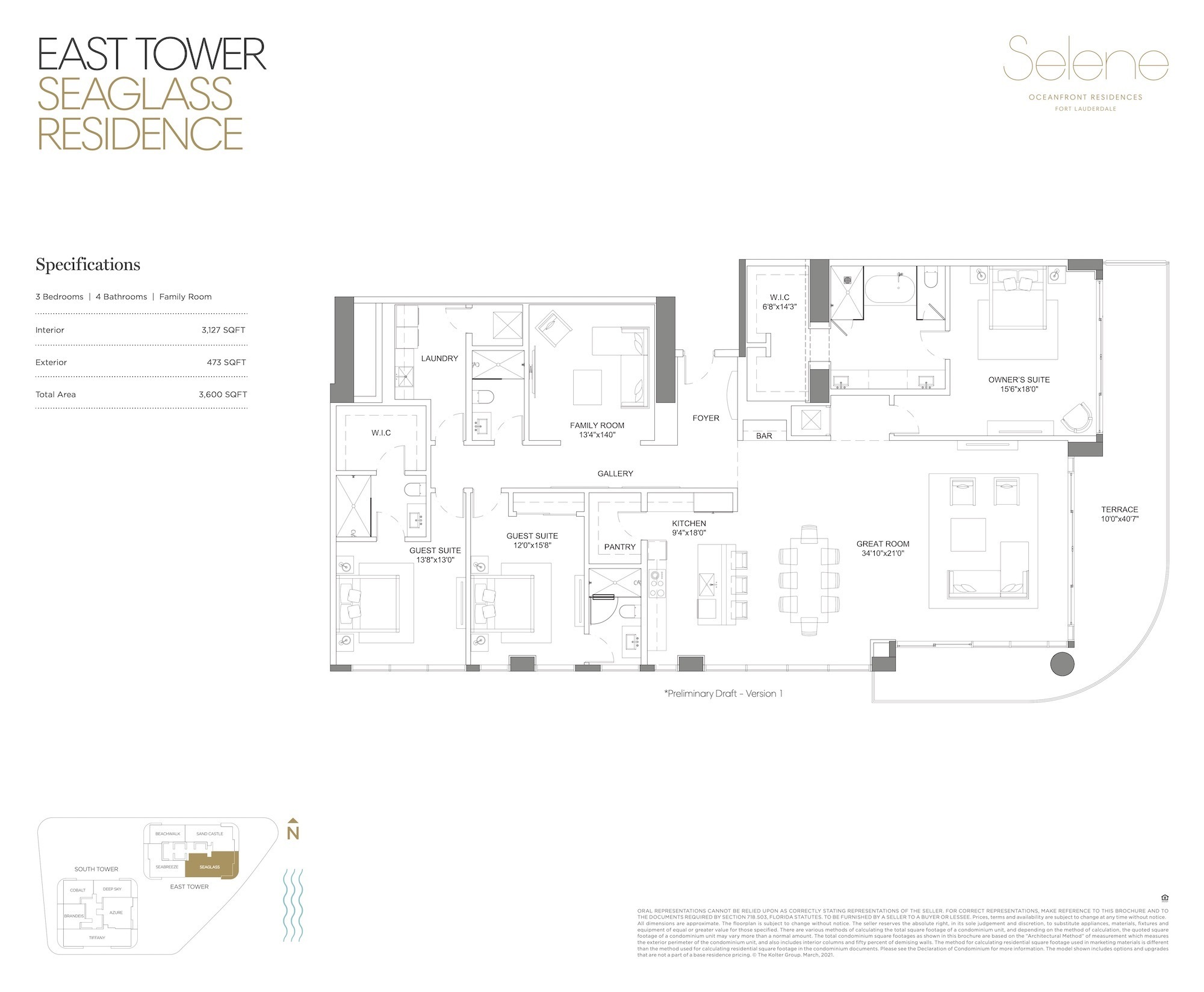 Floor Plan for Selene Floorplans, Seaglass Residence