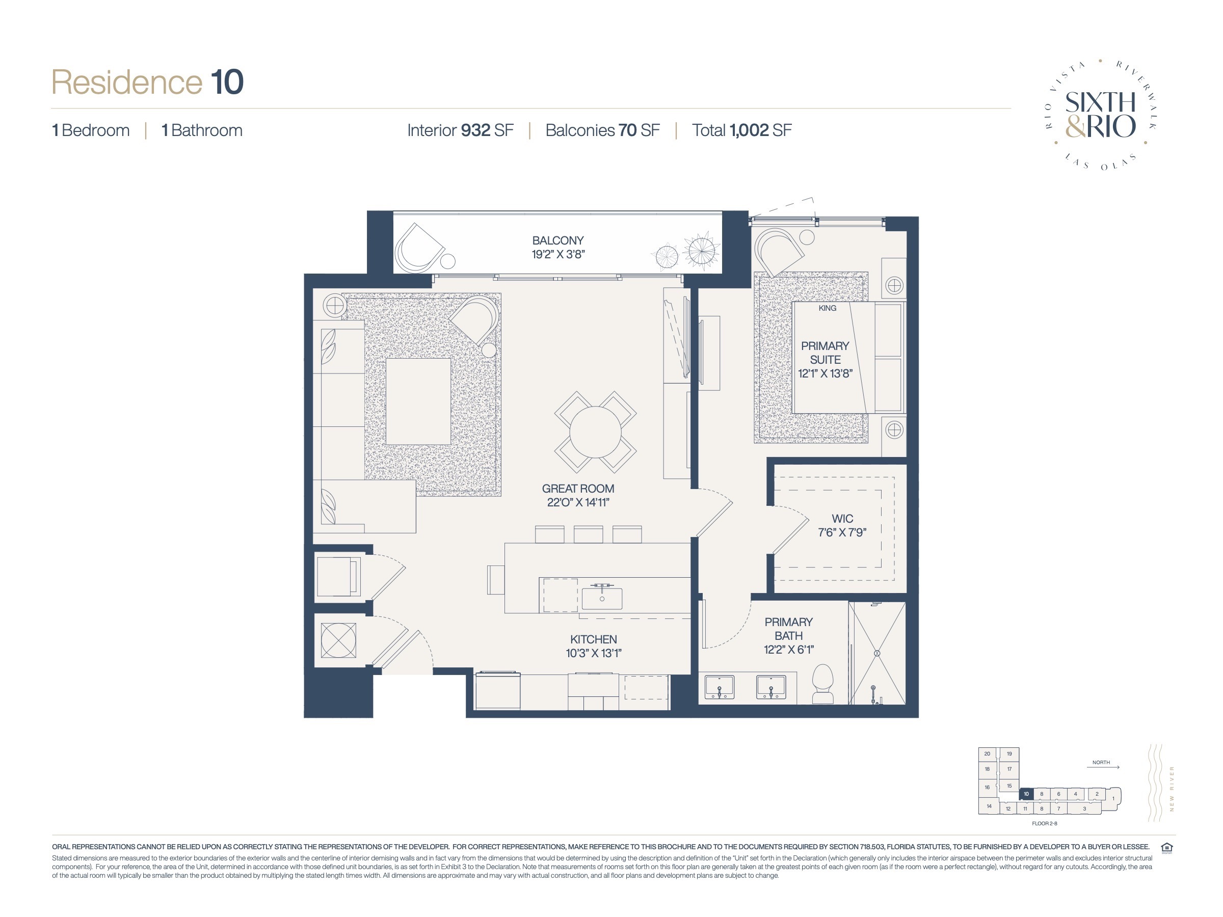 Floor Plan for Sixth & Rio Fort Lauderdale Floorplans, Residence 10