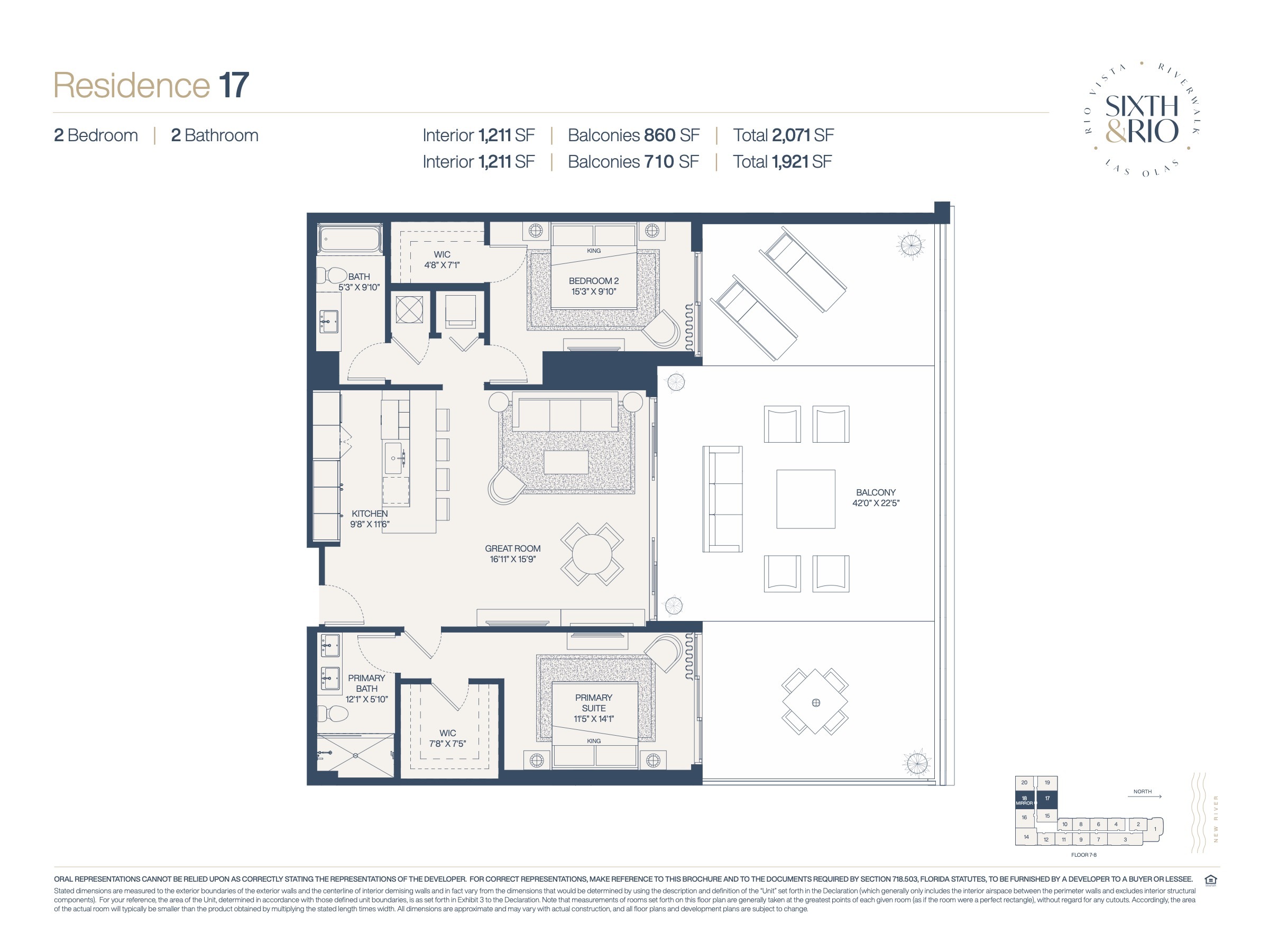 Floor Plan for Sixth & Rio Fort Lauderdale Floorplans, Residence 17