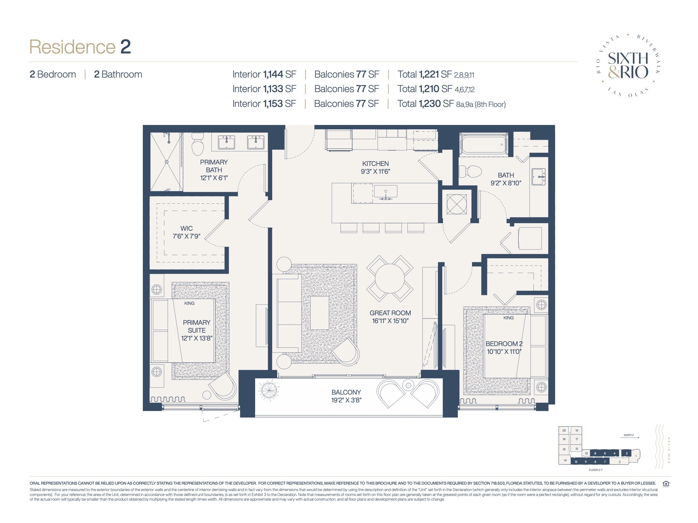 Floor Plan for Sixth & Rio Fort Lauderdale Floorplans, Residence 2