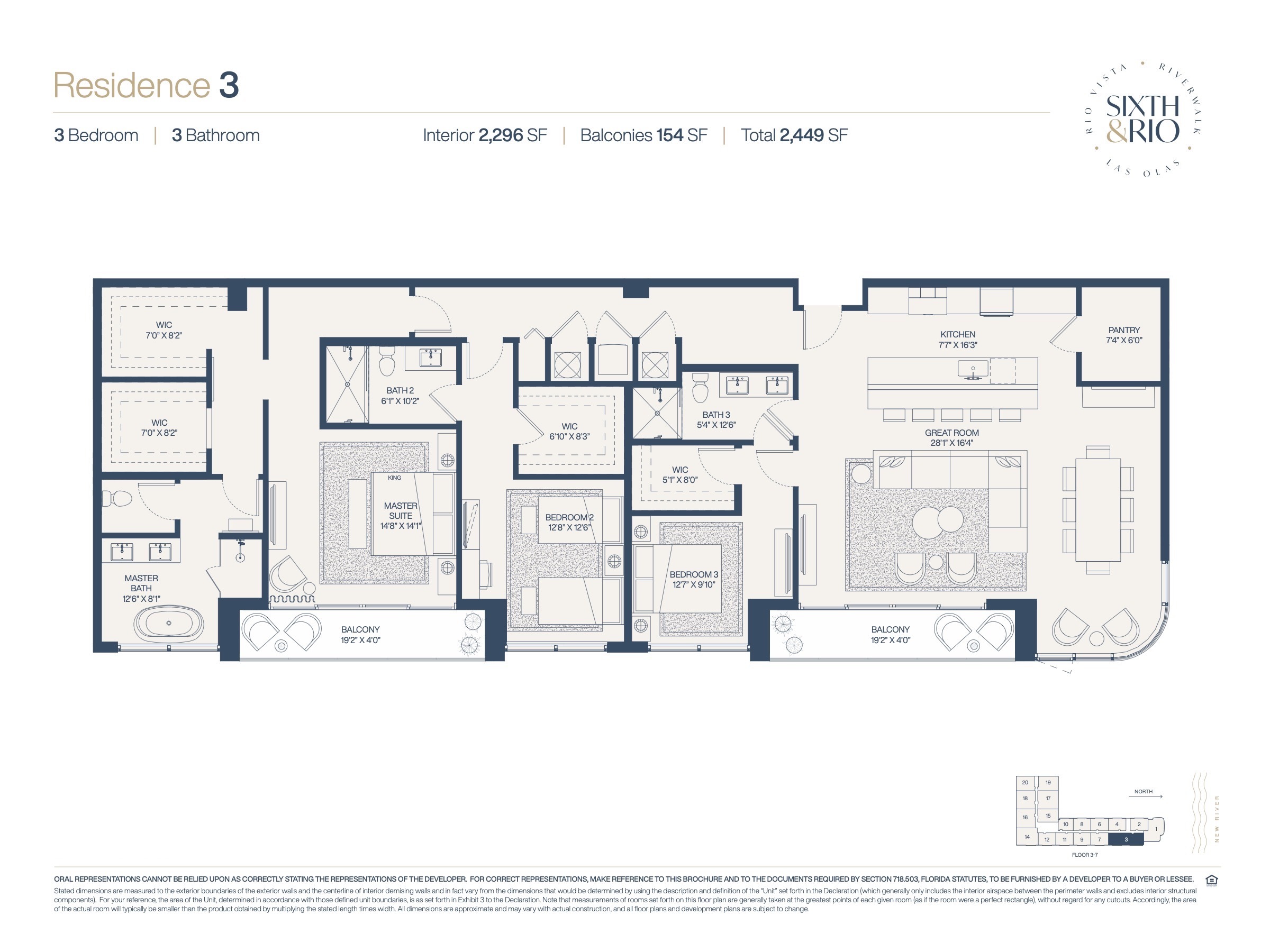 Floor Plan for Sixth & Rio Fort Lauderdale Floorplans, Residence 3