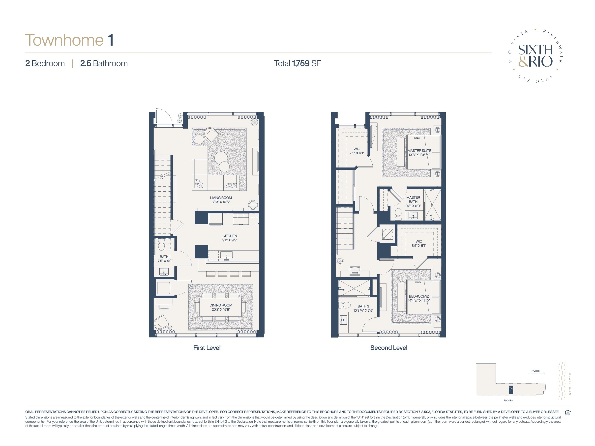 Floor Plan for Sixth & Rio Fort Lauderdale Floorplans, Townhome 1