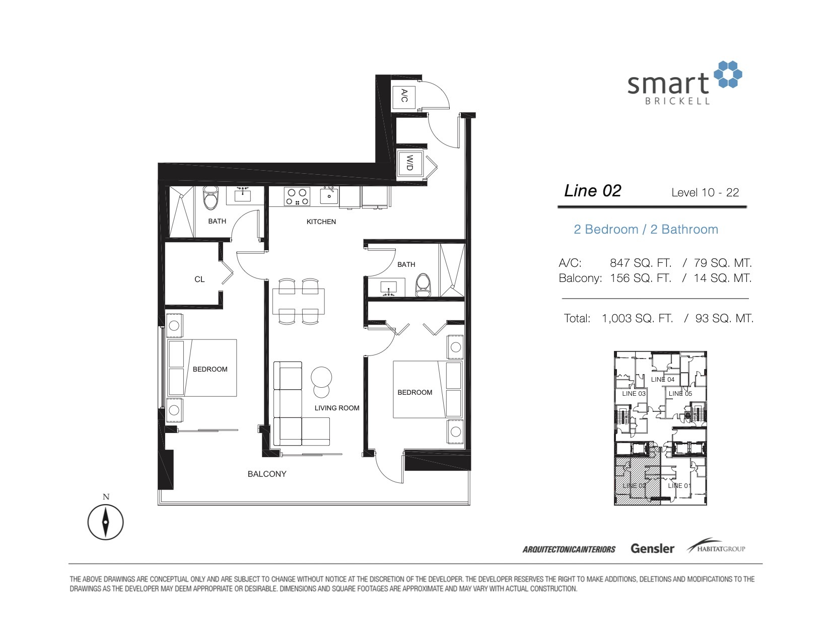 Floor Plan for Smart Brickell Floorplans, Line 02 Level 10-22