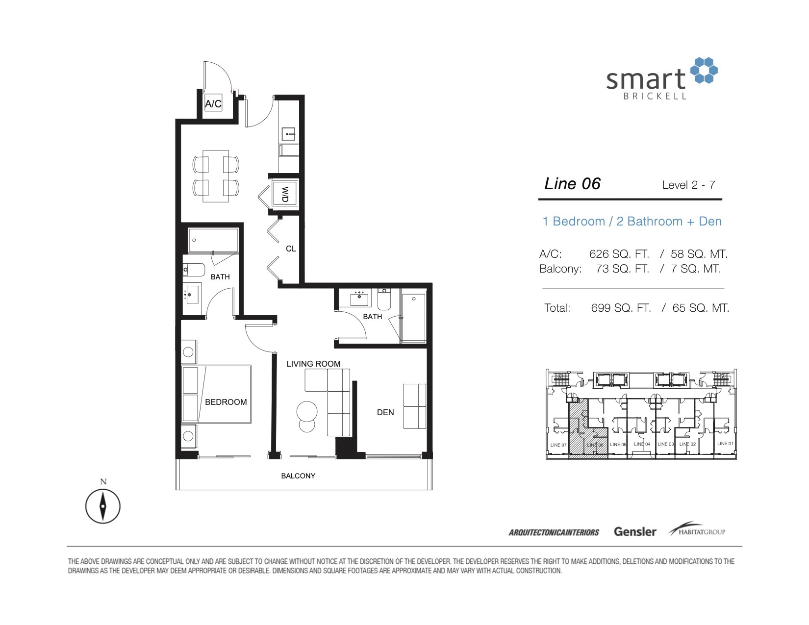 Floor Plan for Smart Brickell Floorplans, Line 06 Level 2-7