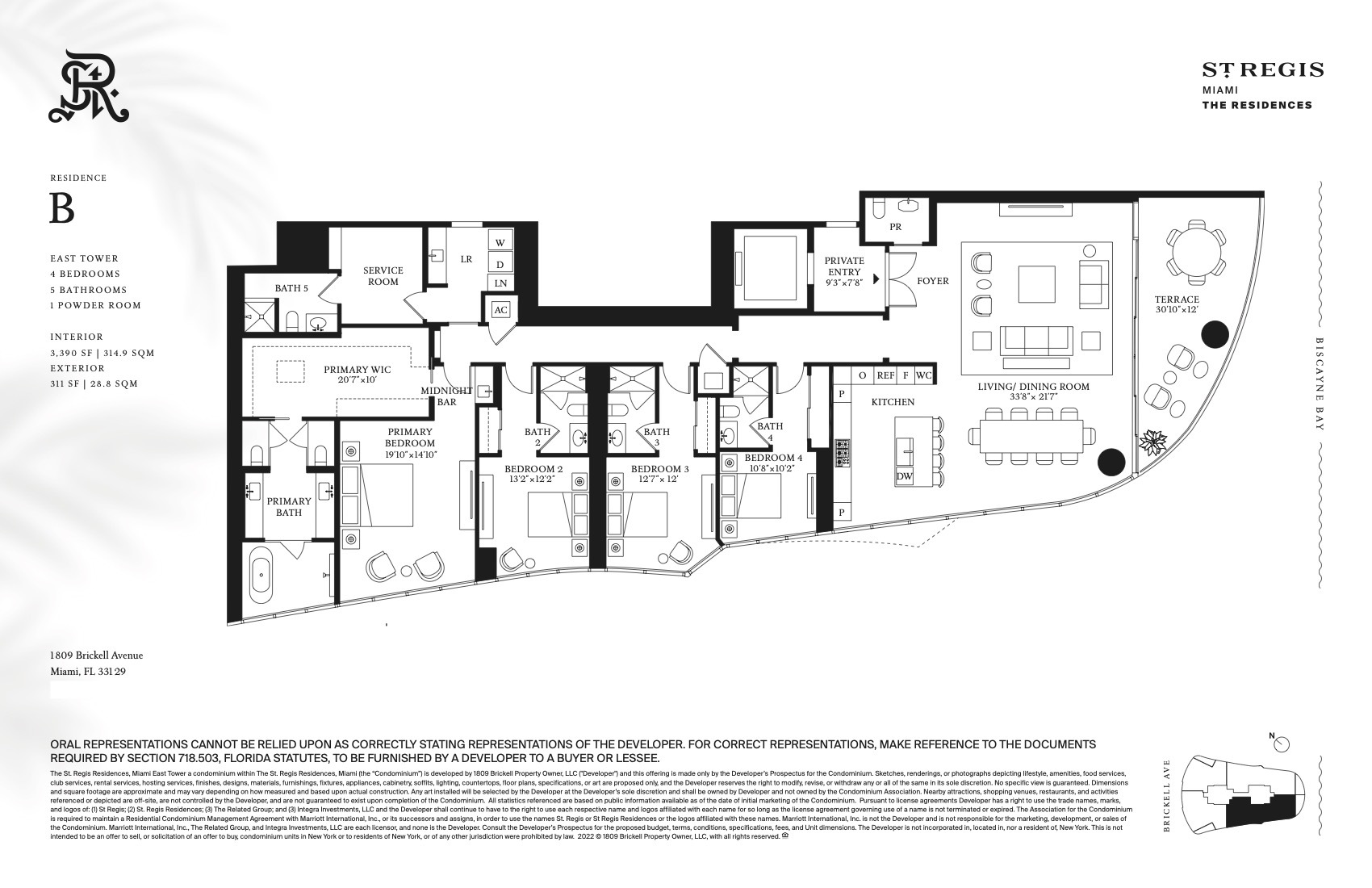 Floor Plan for St. Regis Brickell Floorplans, Residence B