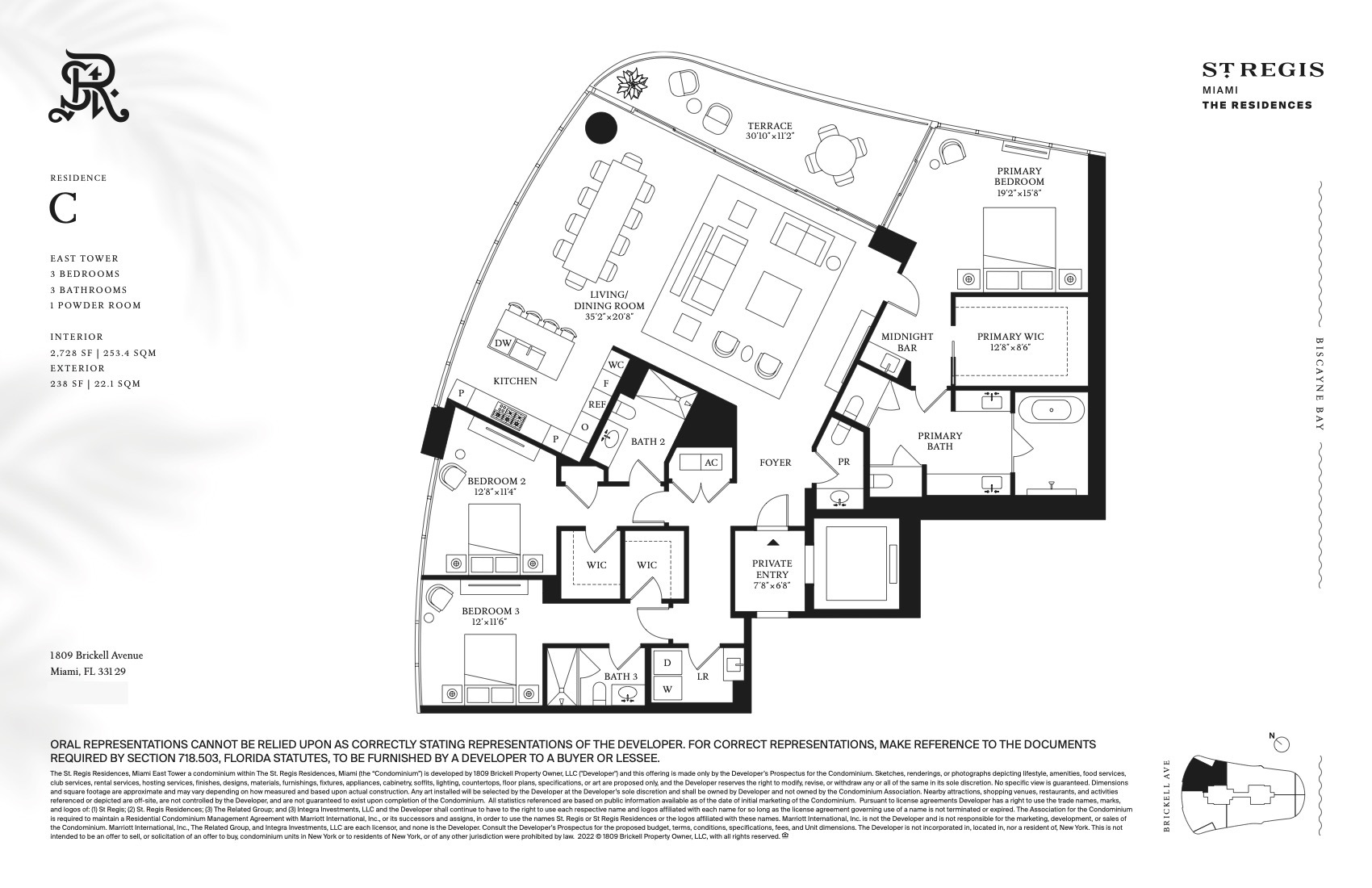 Floor Plan for St. Regis Brickell Floorplans, Residence C