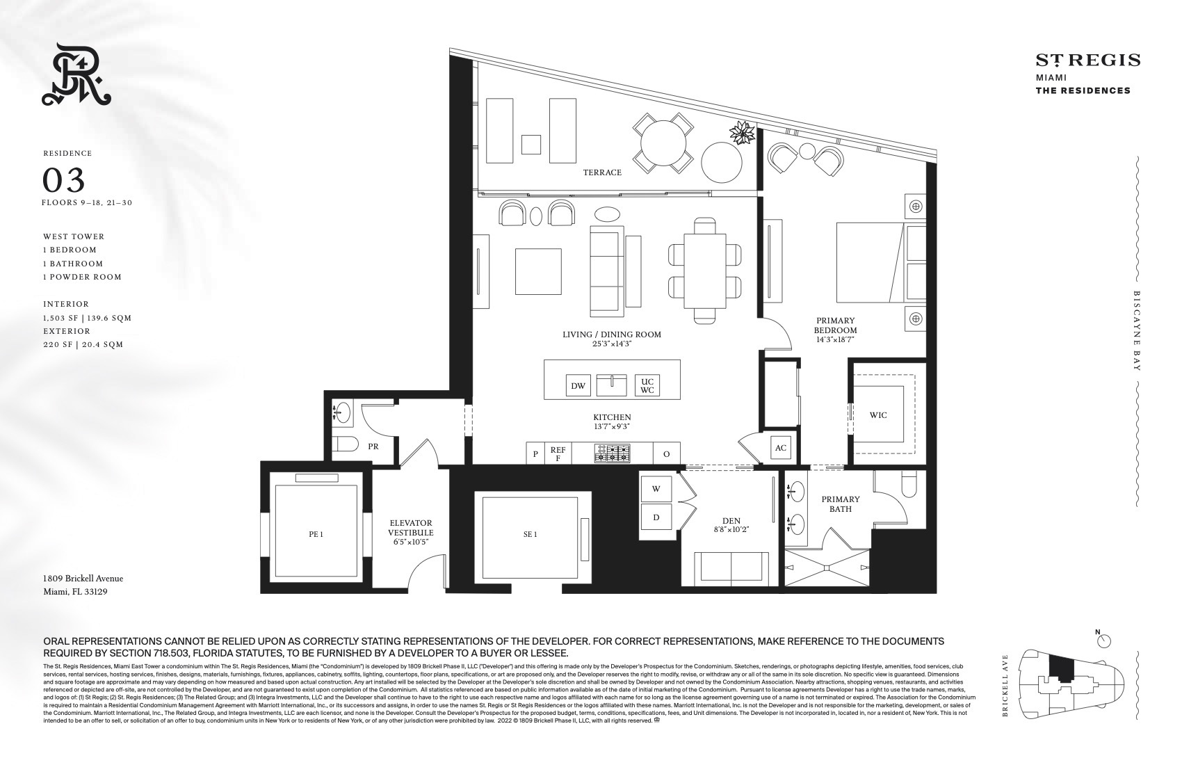 Floor Plan for St. Regis Brickell Floorplans, Residence 03
