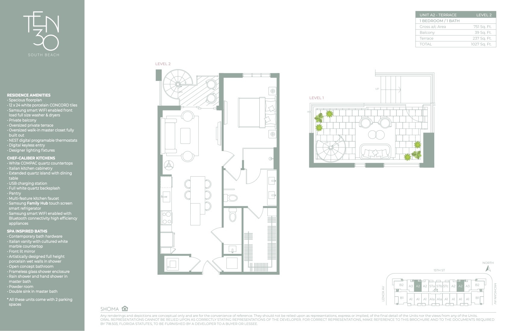 Floor Plan for Ten30 South Beach, Unit A2
