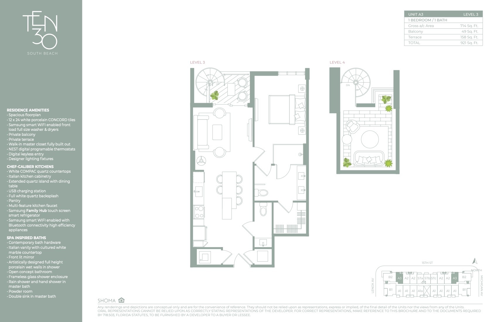 Floor Plan for Ten30 South Beach, Unit A3