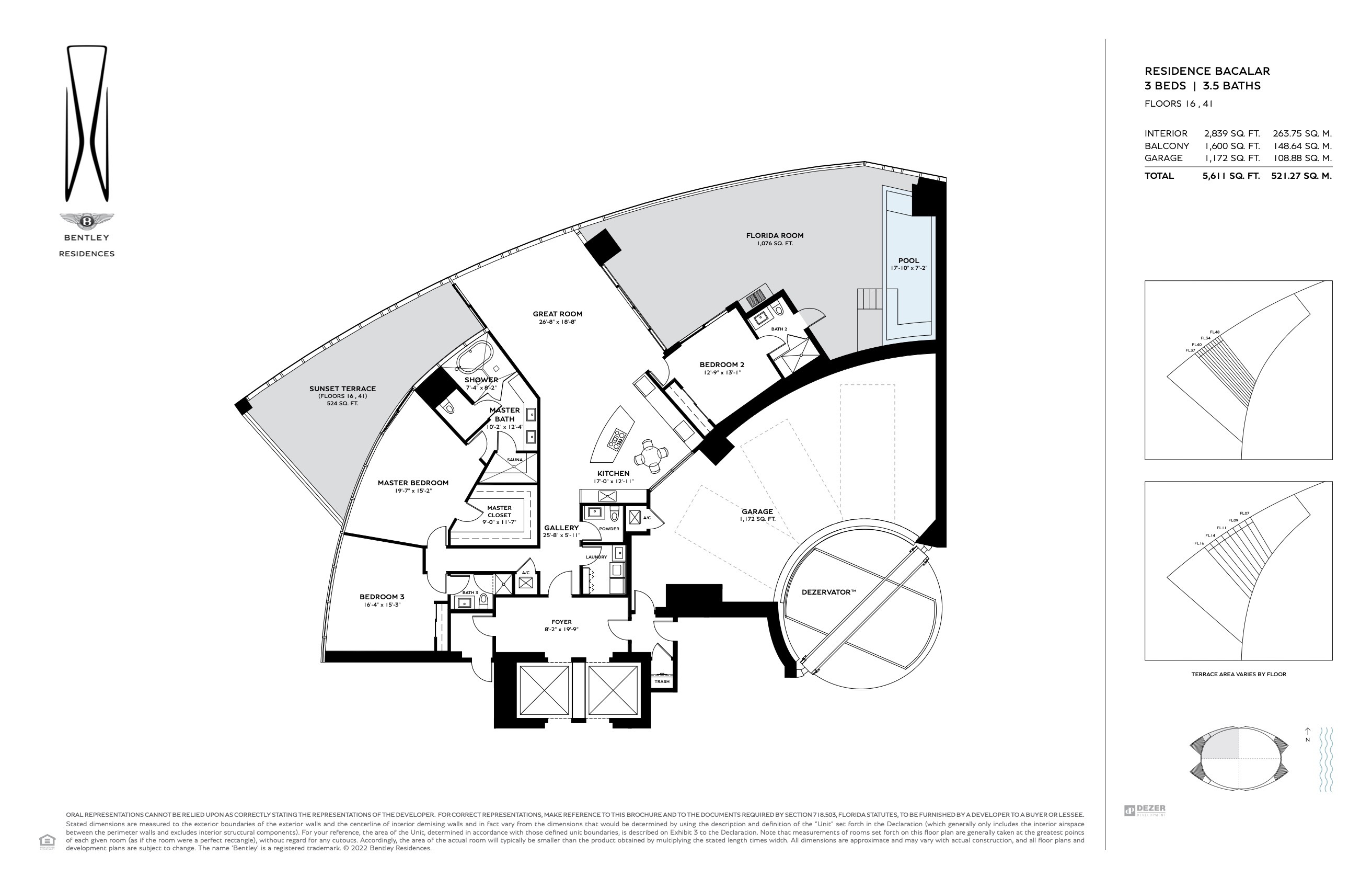 Floor Plan for The Bentley Residences Sunny Isles Floorplans, Residence Bacalar
