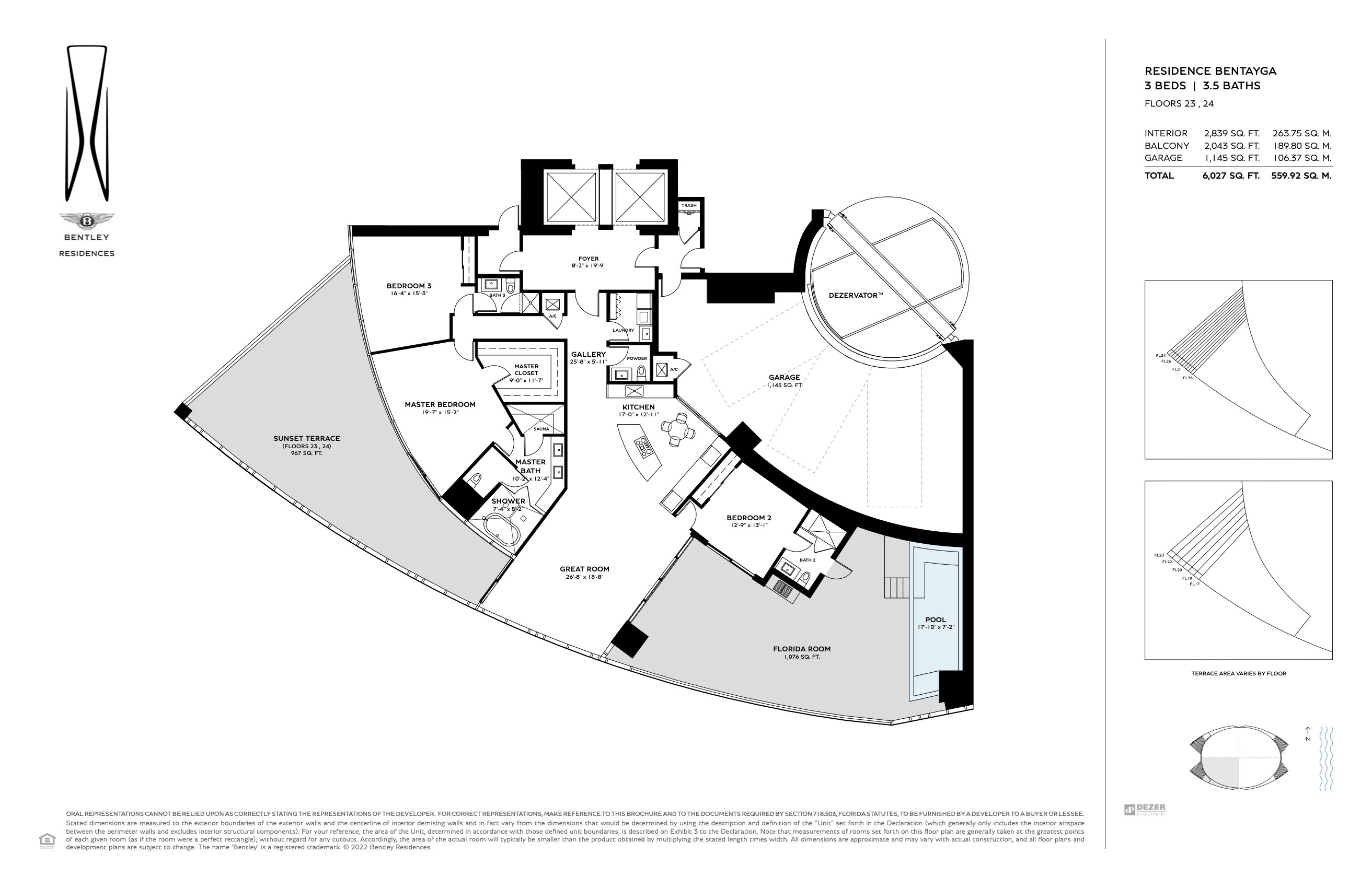 Floor Plan for The Bentley Residences Sunny Isles Floorplans, Residence Bentayga