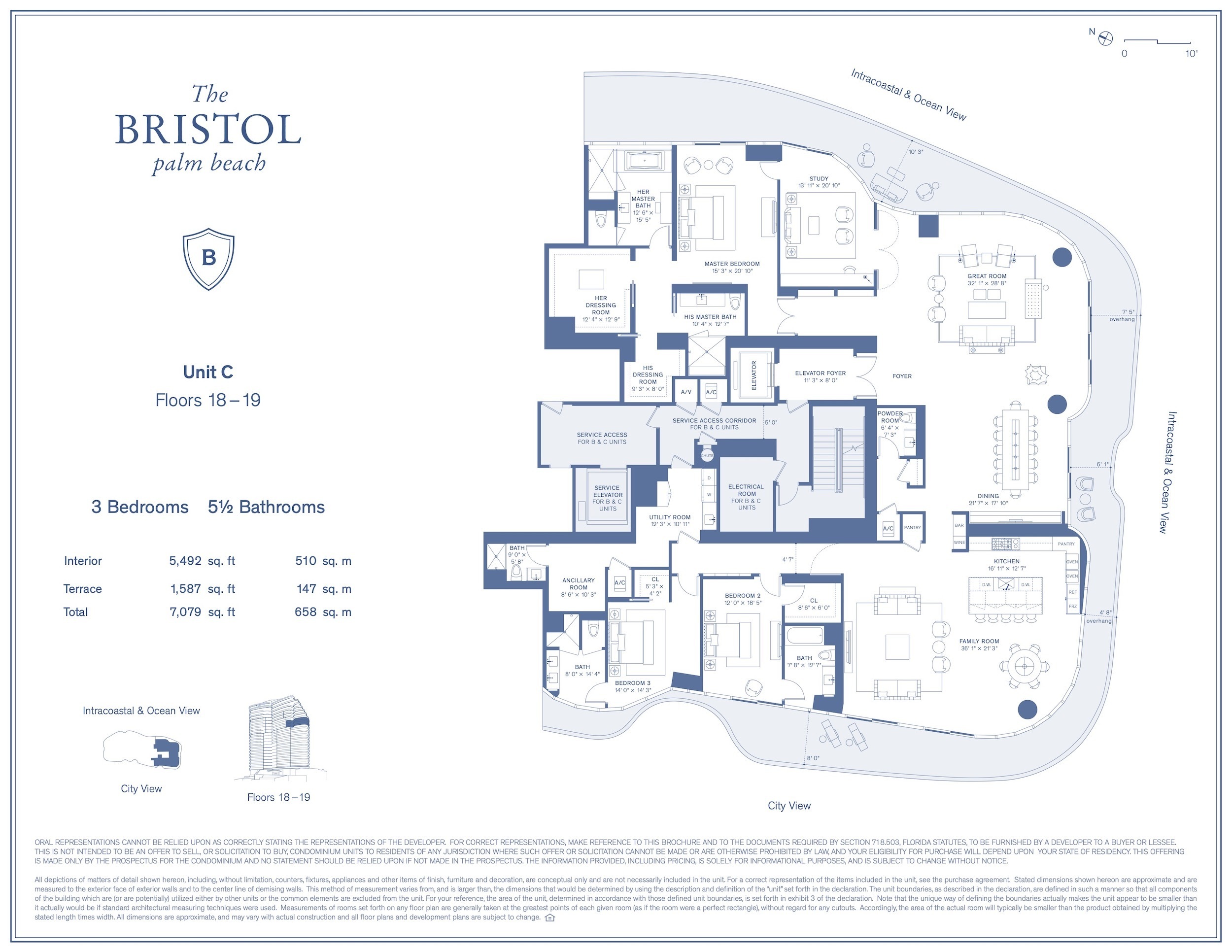 Floor Plan for The Bristol Palm Beach Floorplans, C Floors 18-19