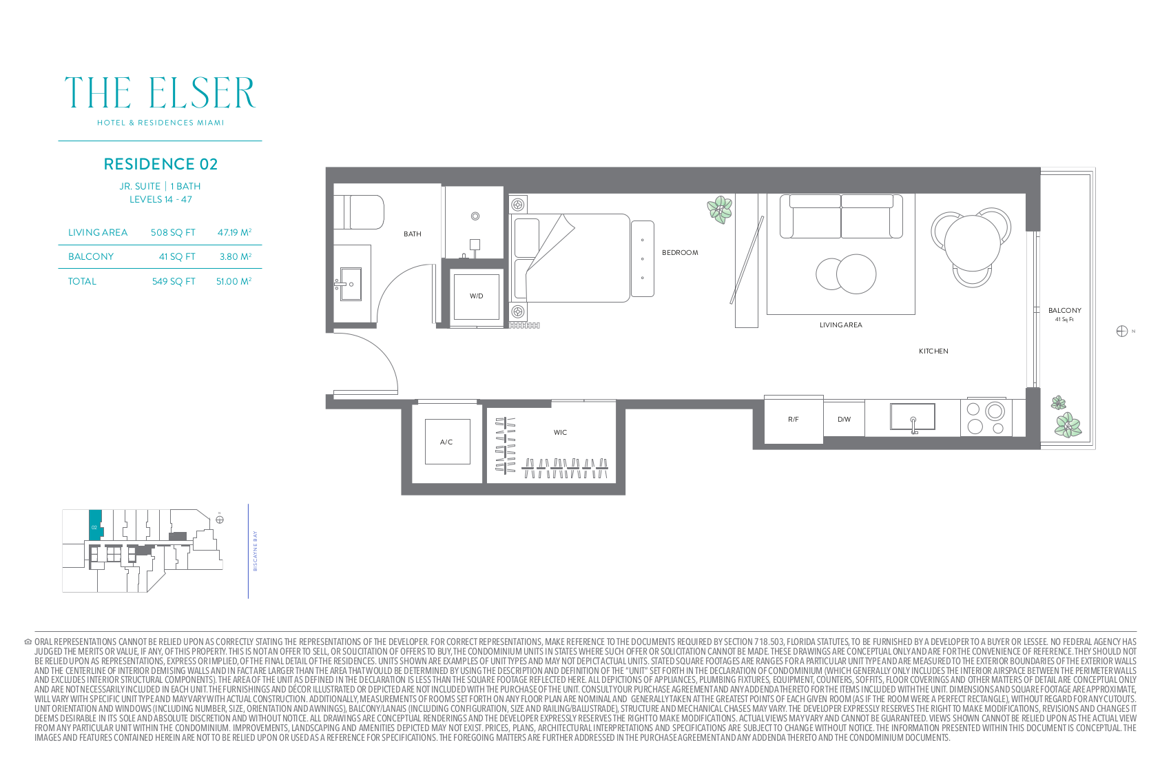 Floor Plan for The Elser Miami Floorplans, Residence 02