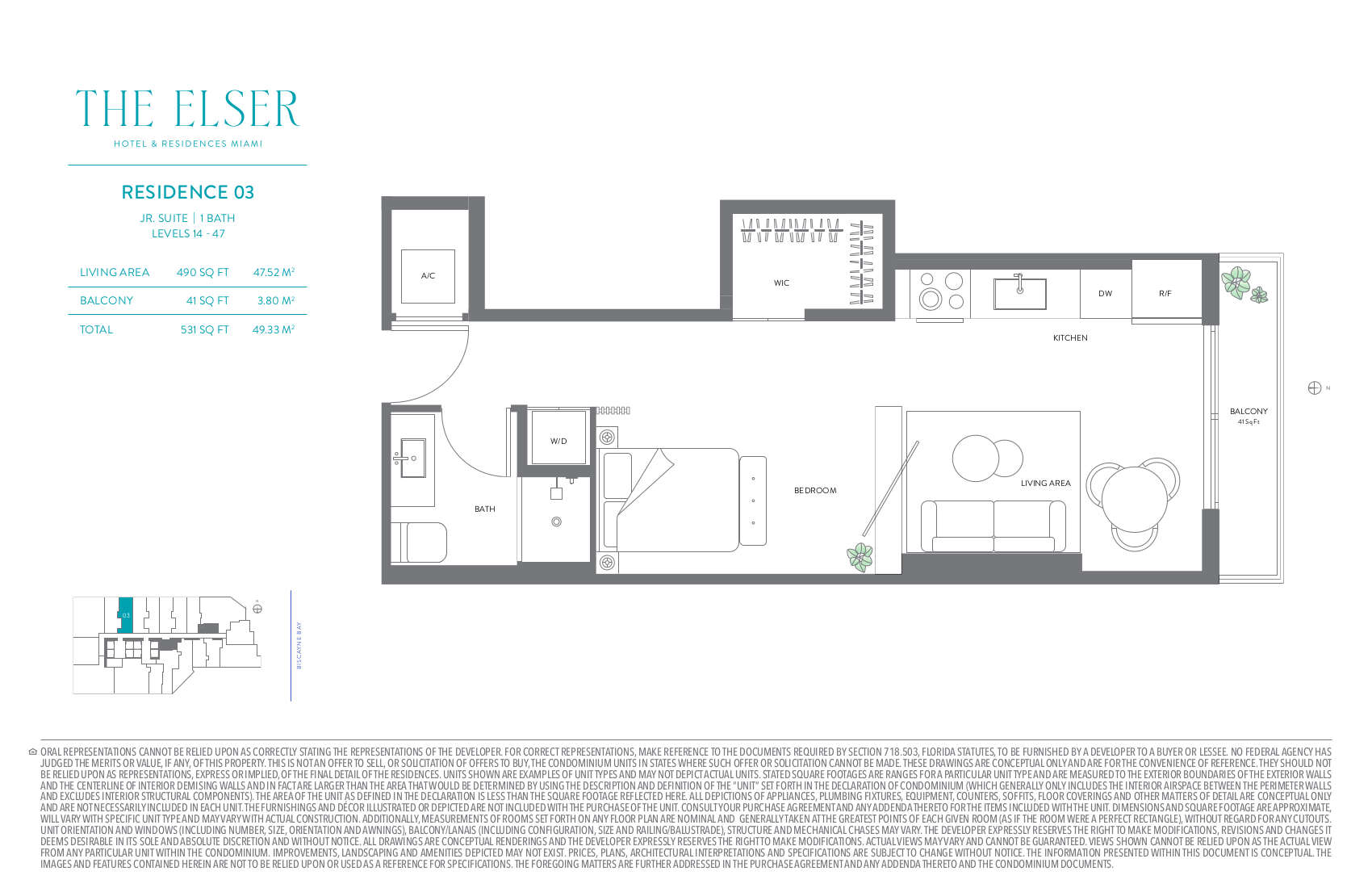 Floor Plan for The Elser Miami Floorplans, Residence 03